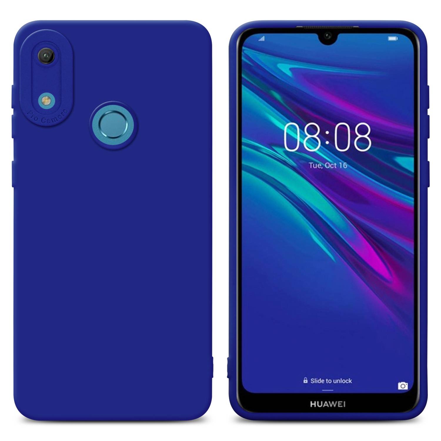 Cadorabo Hülle für Huawei Y6 2019 Schutz Hülle in Blau TPU Silikon Etui Case Handyhülle