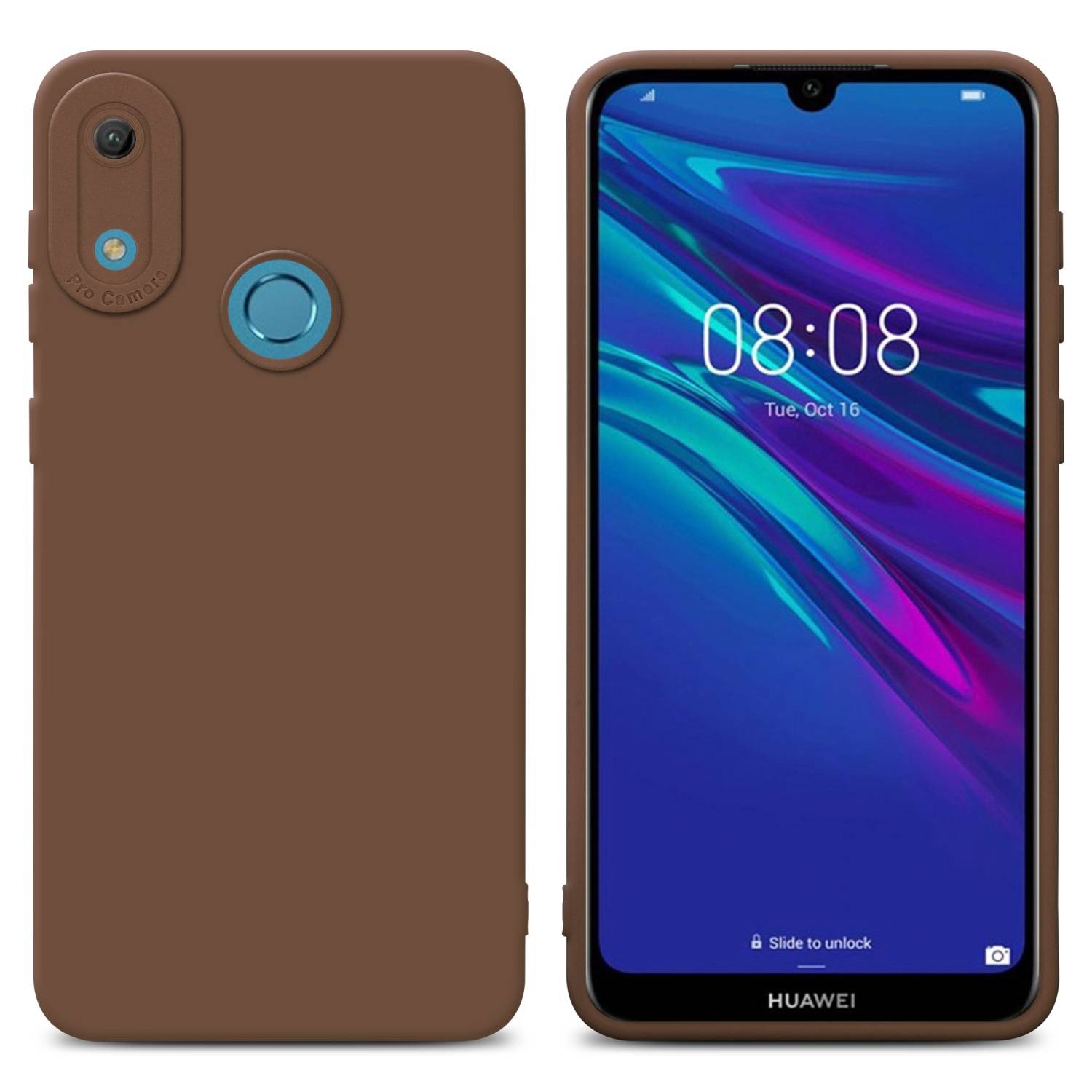 Cadorabo Hülle für Huawei Y6 2019 Schutz Hülle in Braun TPU Silikon Etui Case Handyhülle