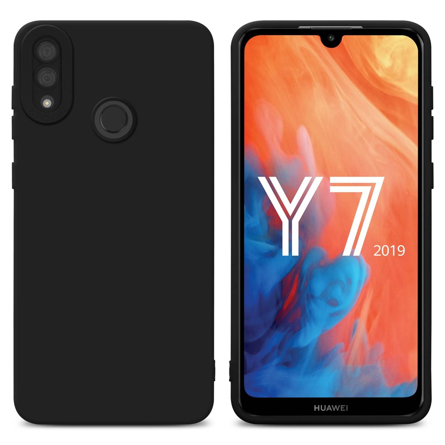 Cadorabo Hülle für Huawei Y7 2019 / Y7 PRIME 2019 Schutz Hülle in Schwarz TPU Silikon Etui Case Handyhülle