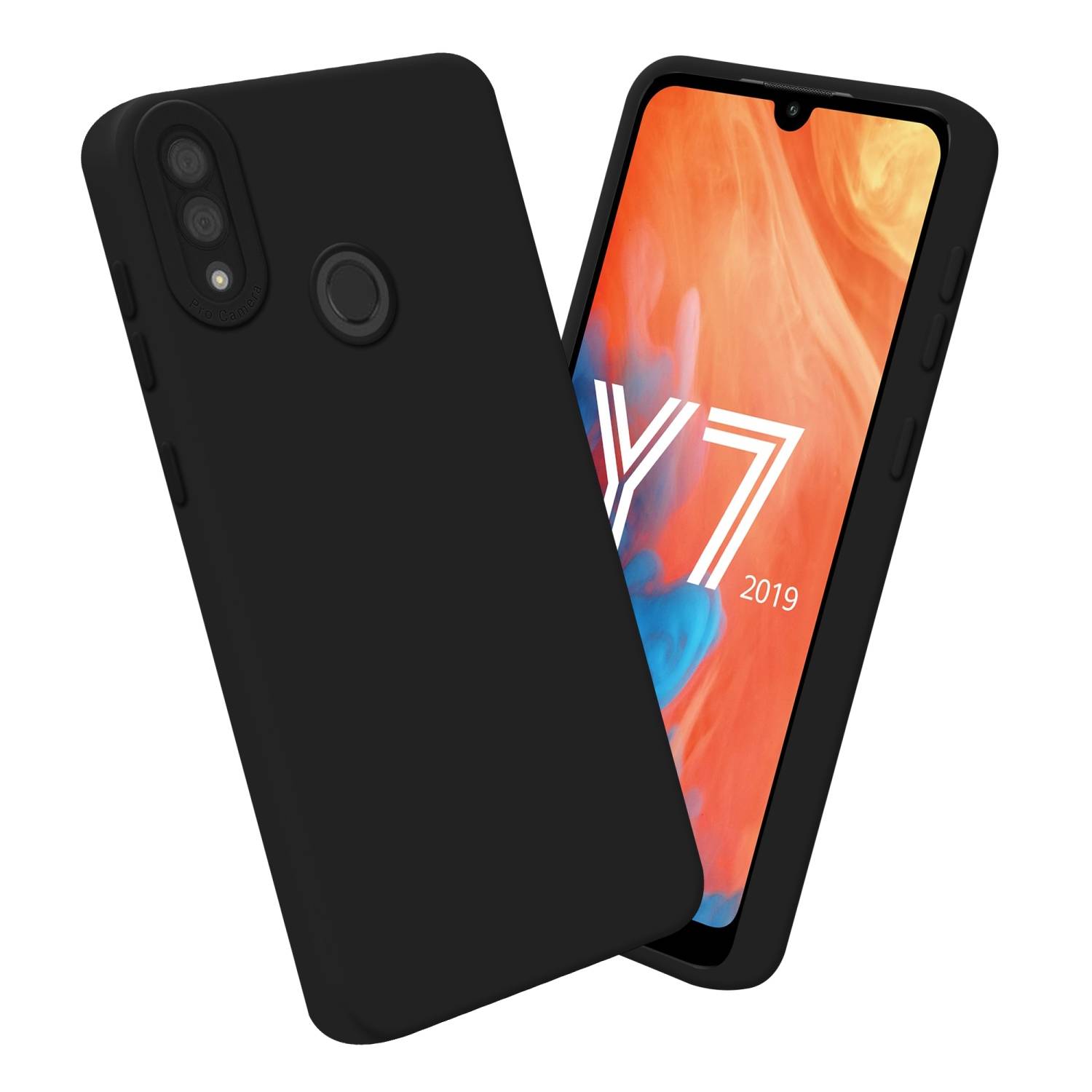 Cadorabo Hülle für Huawei Y7 2019 / Y7 PRIME 2019 Schutz Hülle in Schwarz TPU Silikon Etui Case Handyhülle