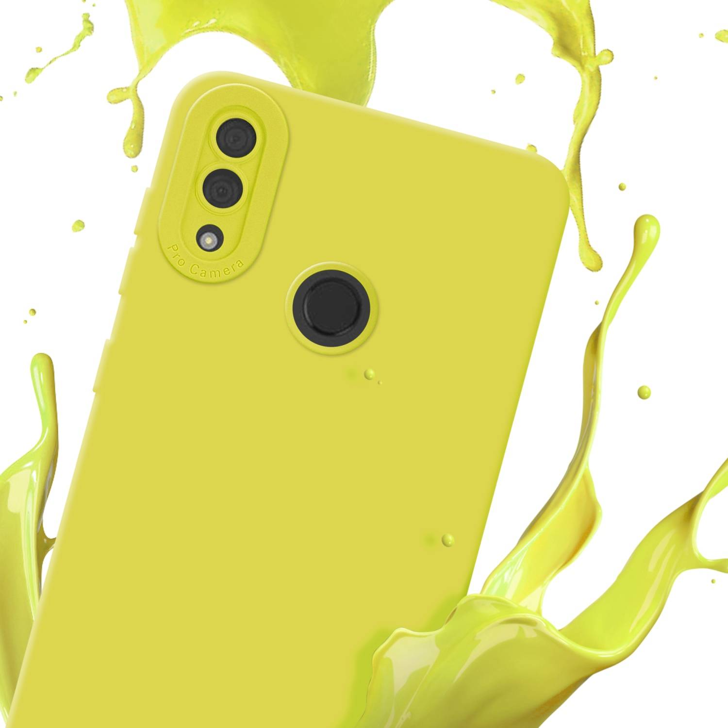 Cadorabo Hülle für Huawei Y7 2019 / Y7 PRIME 2019 Schutz Hülle in Gelb TPU Silikon Etui Case Handyhülle