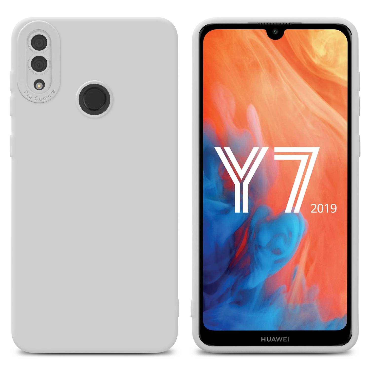 Cadorabo Hülle für Huawei Y7 2019 / Y7 PRIME 2019 Schutz Hülle in Weiß TPU Silikon Etui Case Handyhülle