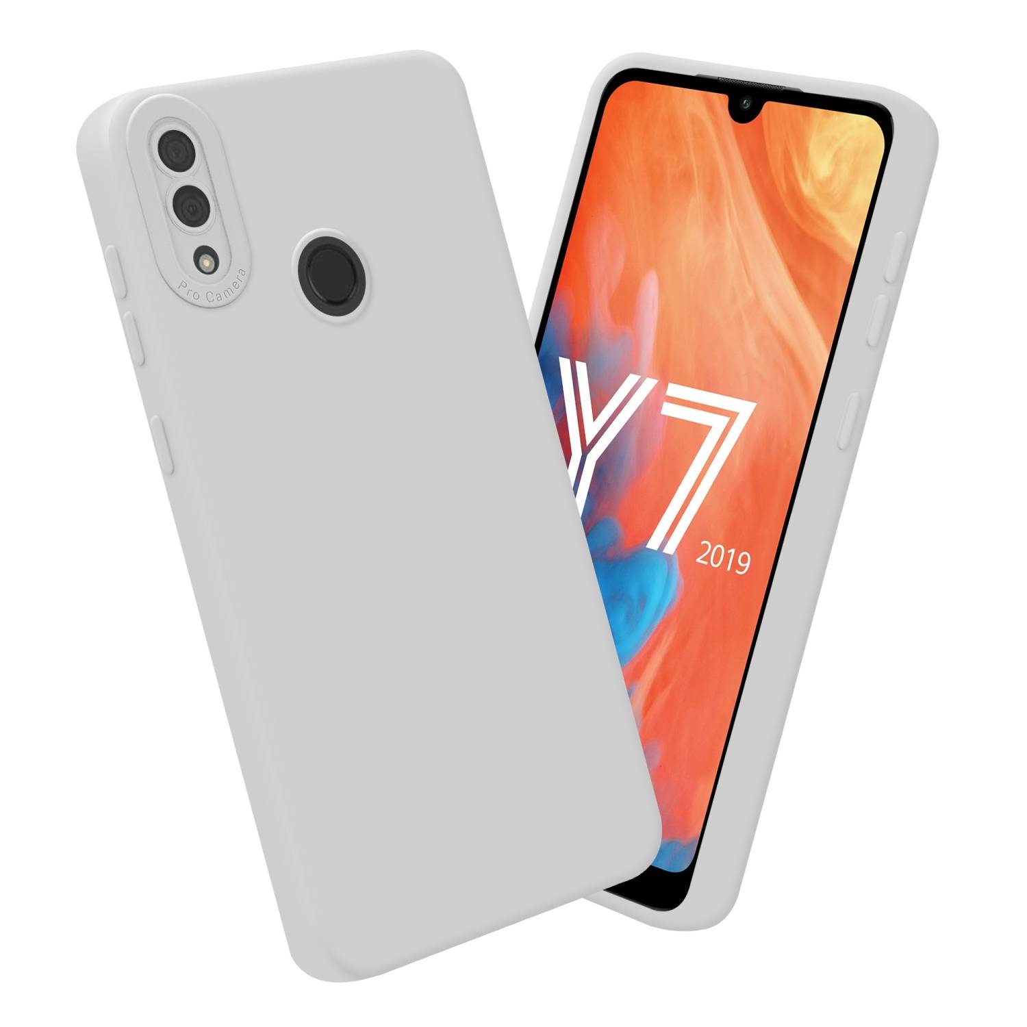 Cadorabo Hülle für Huawei Y7 2019 / Y7 PRIME 2019 Schutz Hülle in Weiß TPU Silikon Etui Case Handyhülle