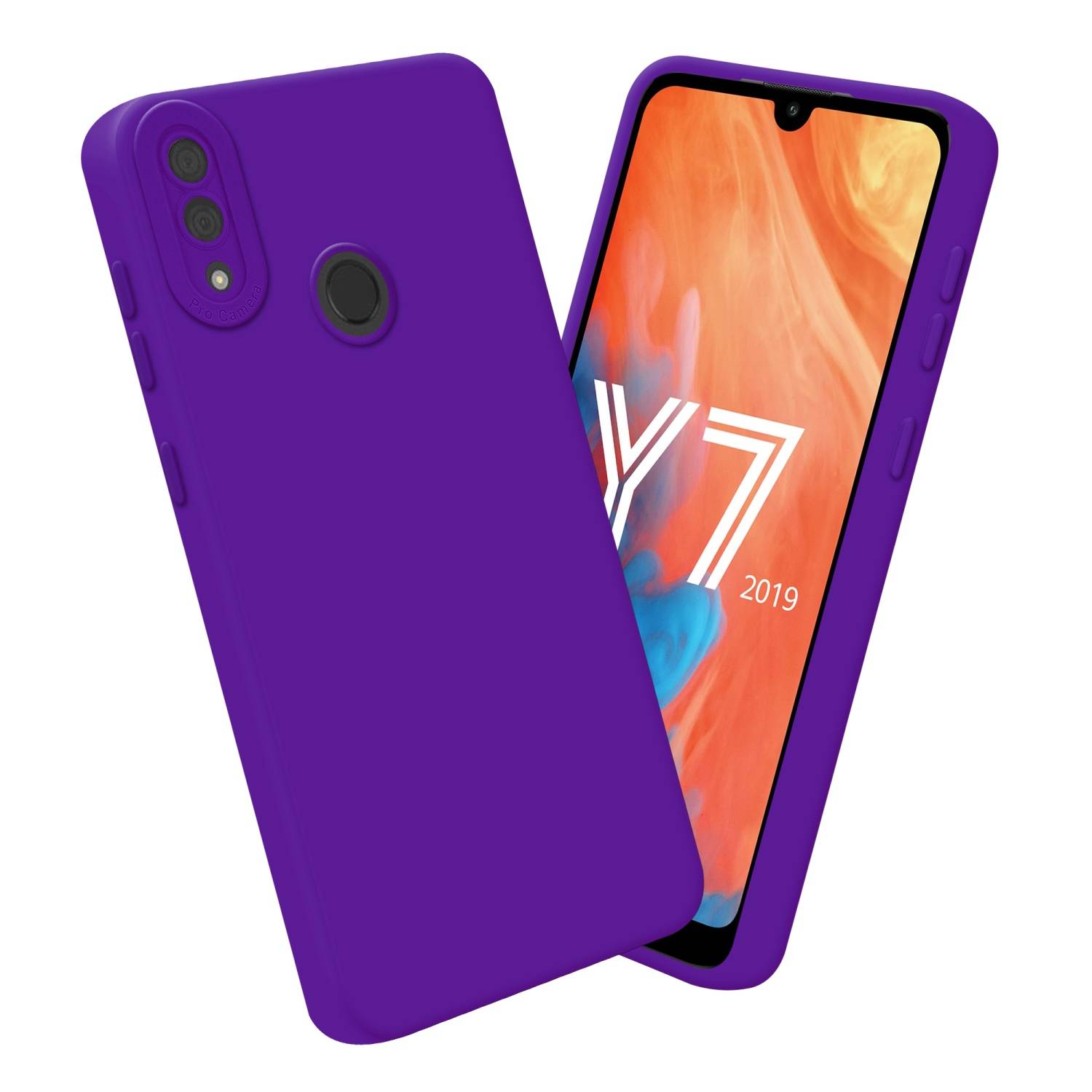 Cadorabo Hülle für Huawei Y7 2019 / Y7 PRIME 2019 Schutz Hülle in Lila TPU Silikon Etui Case Handyhülle