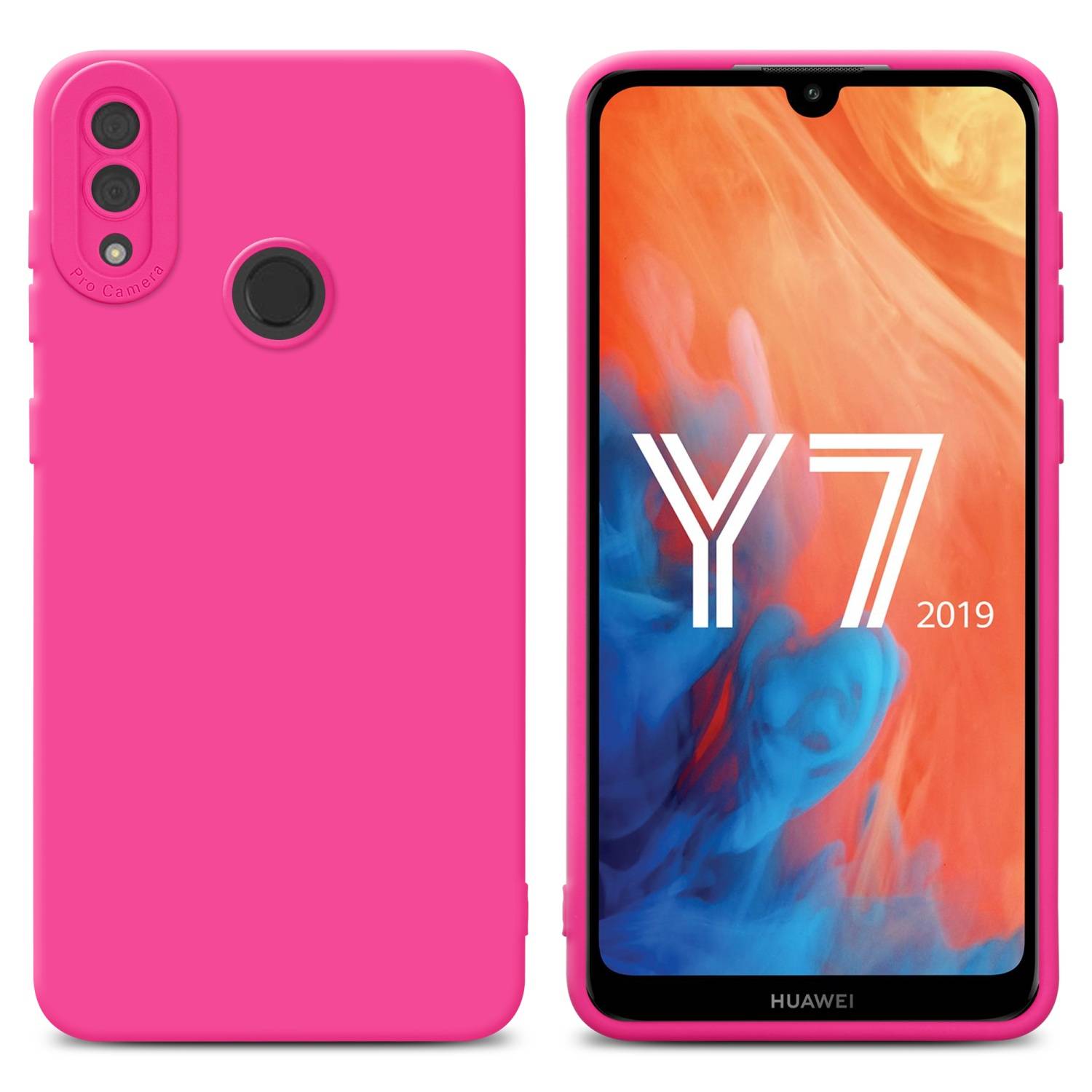 Cadorabo Hülle für Huawei Y7 2019 / Y7 PRIME 2019 Schutz Hülle in Pink TPU Silikon Etui Case Handyhülle