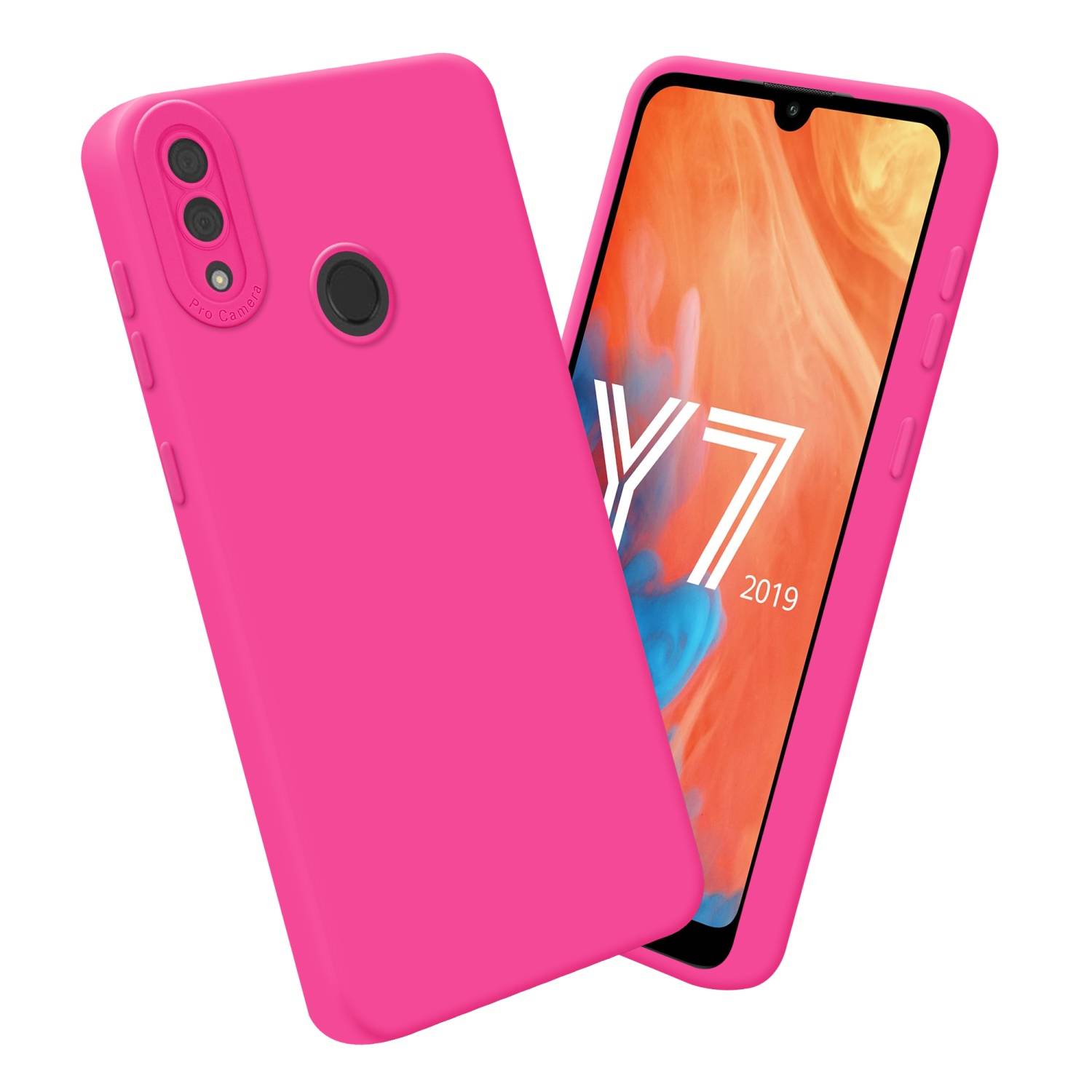 Cadorabo Hülle für Huawei Y7 2019 / Y7 PRIME 2019 Schutz Hülle in Pink TPU Silikon Etui Case Handyhülle