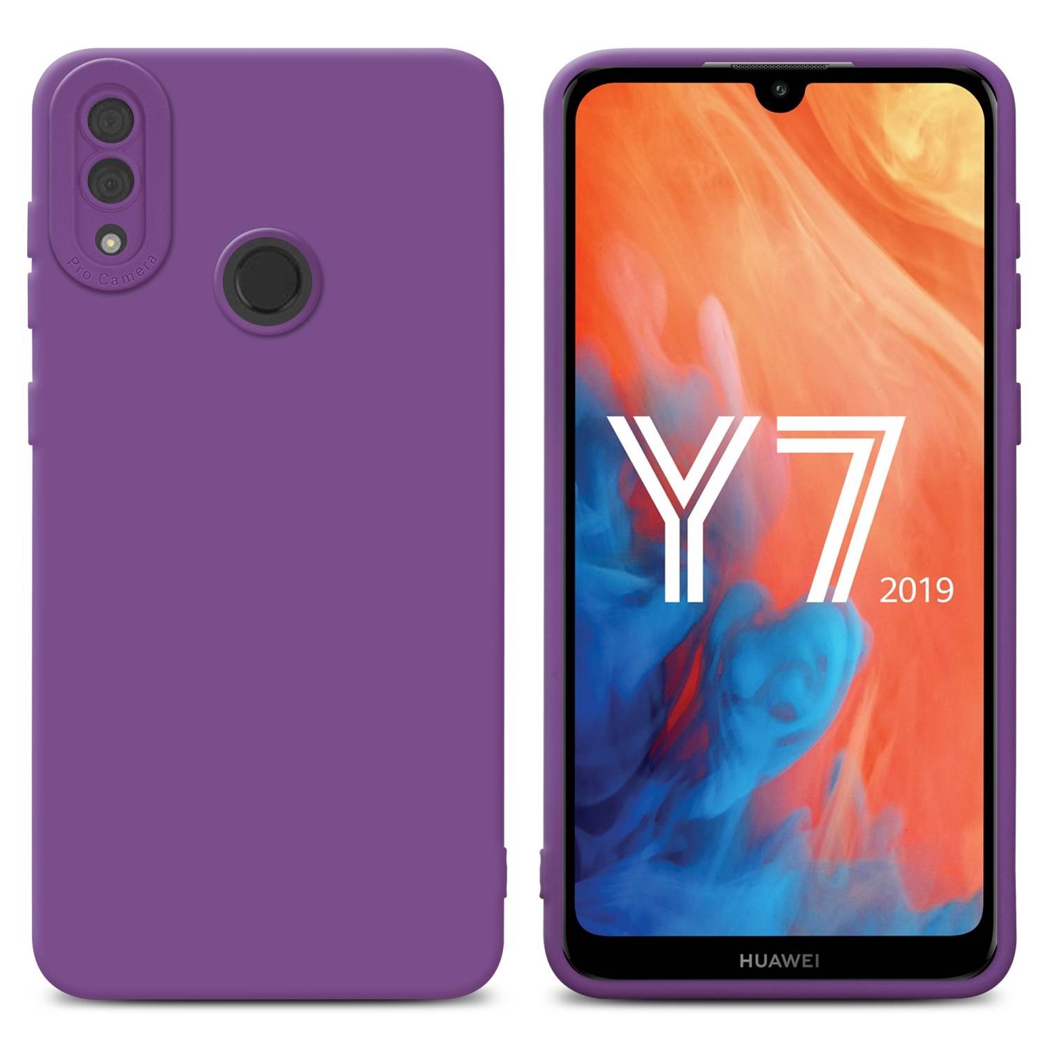 Cadorabo Hülle für Huawei Y7 2019 / Y7 PRIME 2019 Schutz Hülle in Lila TPU Silikon Etui Case Handyhülle