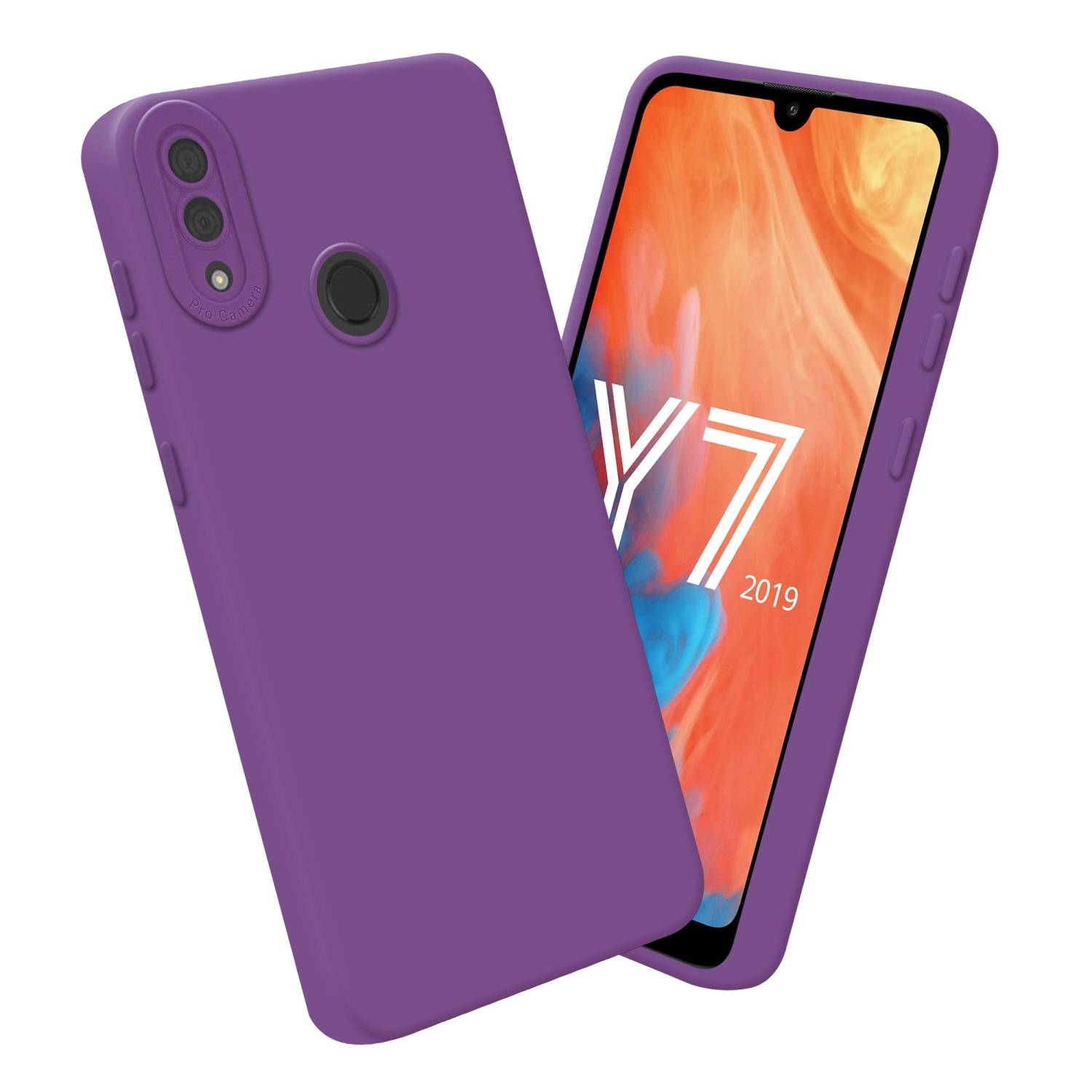 Cadorabo Hülle für Huawei Y7 2019 / Y7 PRIME 2019 Schutz Hülle in Lila TPU Silikon Etui Case Handyhülle