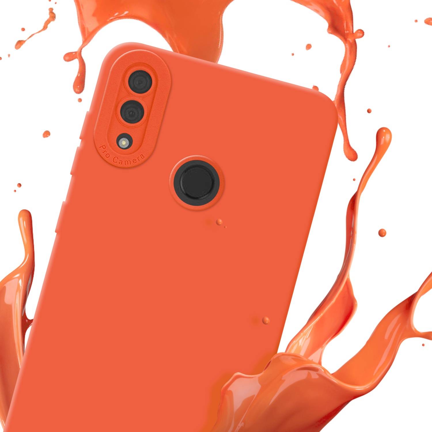 Cadorabo Hülle für Huawei Y7 2019 / Y7 PRIME 2019 Schutz Hülle in Orange TPU Silikon Etui Case Handyhülle