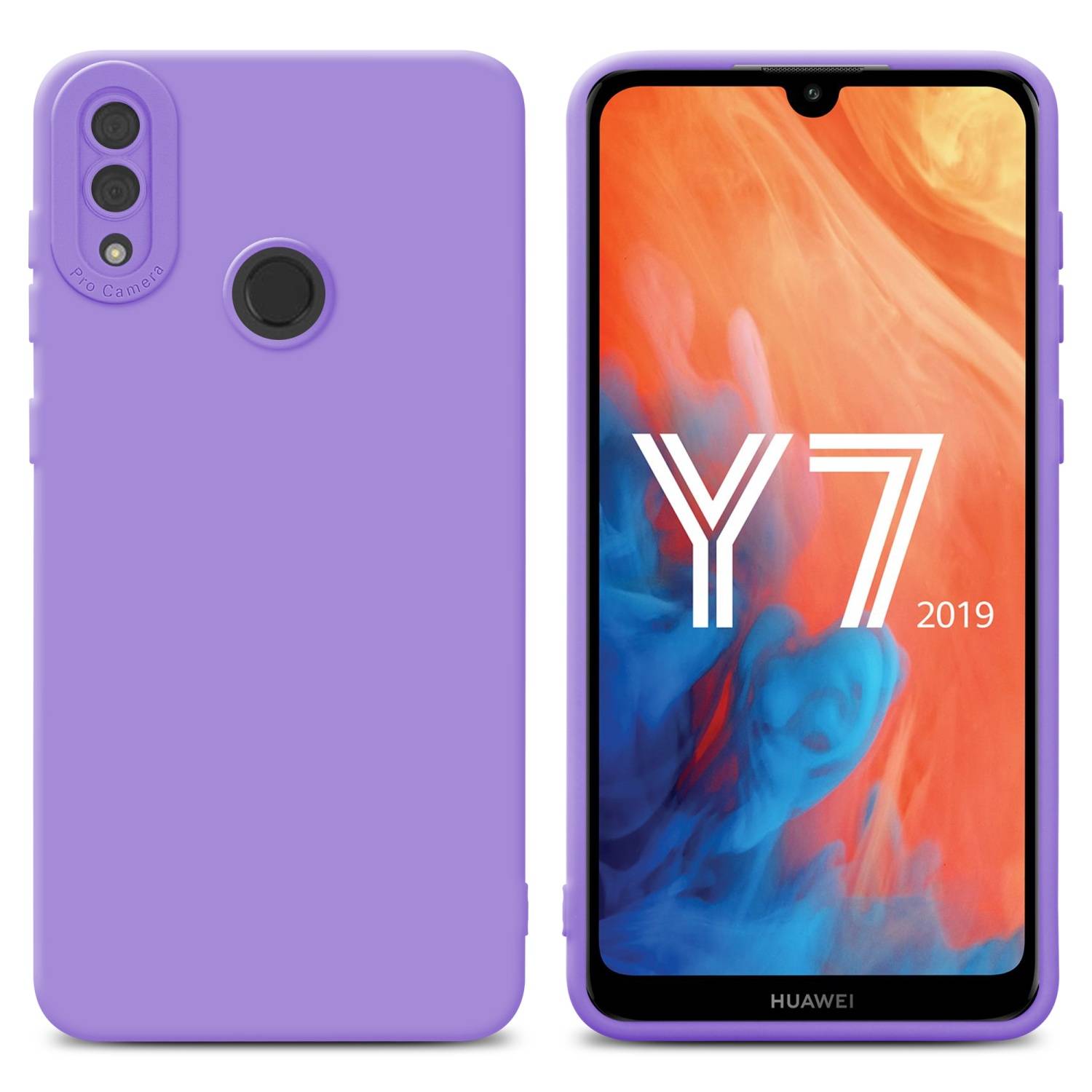 Cadorabo Hülle für Huawei Y7 2019 / Y7 PRIME 2019 Schutz Hülle in Lila TPU Silikon Etui Case Handyhülle