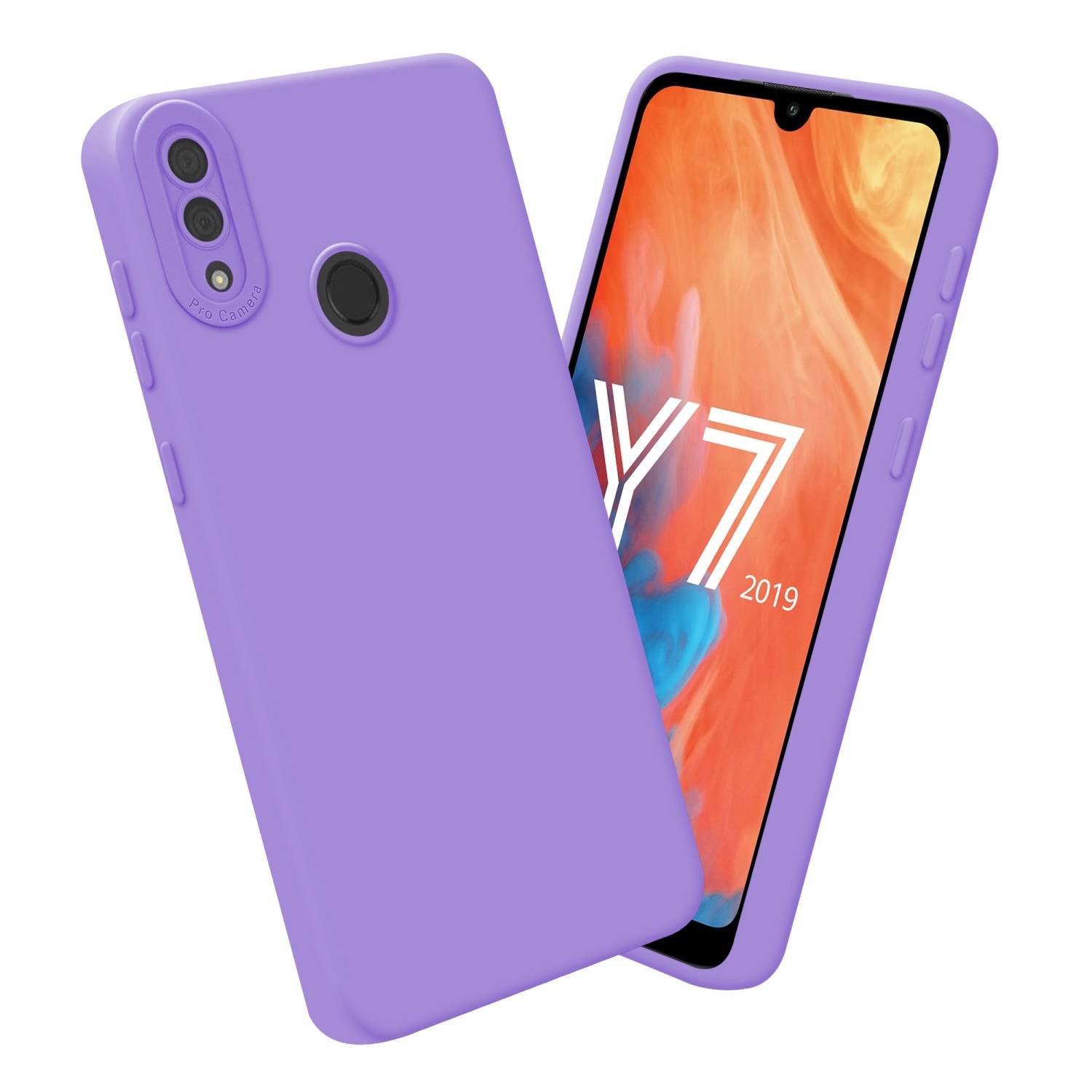 Cadorabo Hülle für Huawei Y7 2019 / Y7 PRIME 2019 Schutz Hülle in Lila TPU Silikon Etui Case Handyhülle