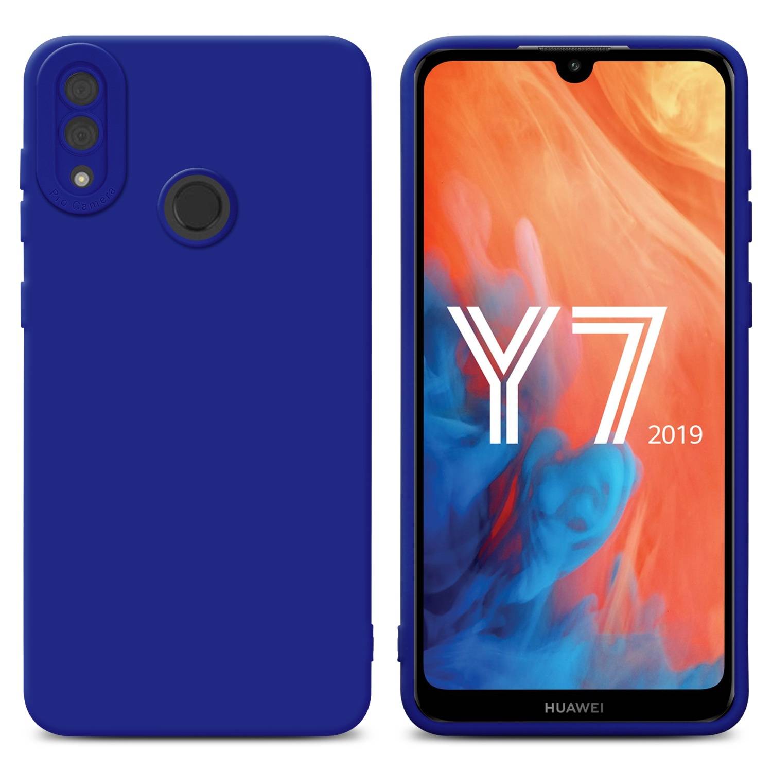 Cadorabo Hülle für Huawei Y7 2019 / Y7 PRIME 2019 Schutz Hülle in Blau TPU Silikon Etui Case Handyhülle