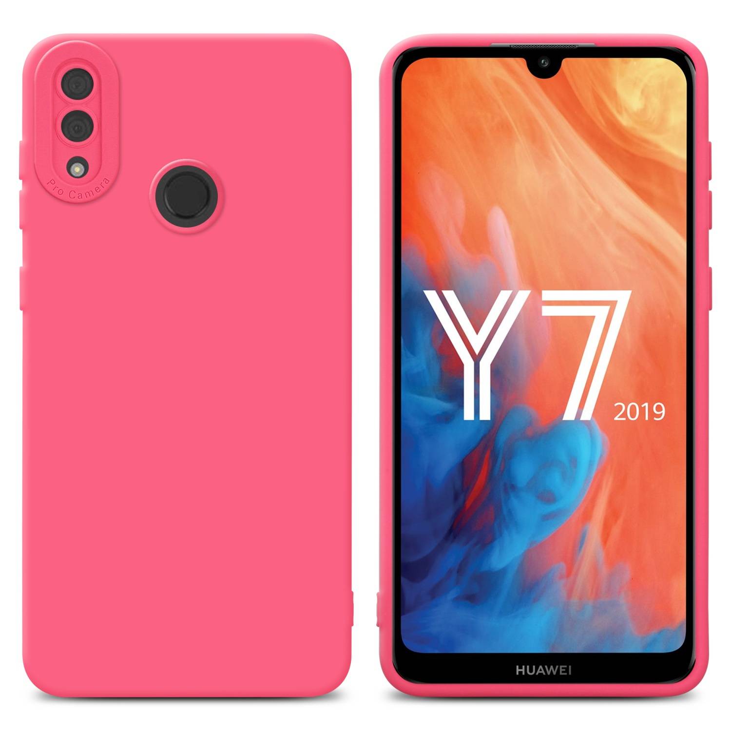 Cadorabo Hülle für Huawei Y7 2019 / Y7 PRIME 2019 Schutz Hülle in Rot TPU Silikon Etui Case Handyhülle