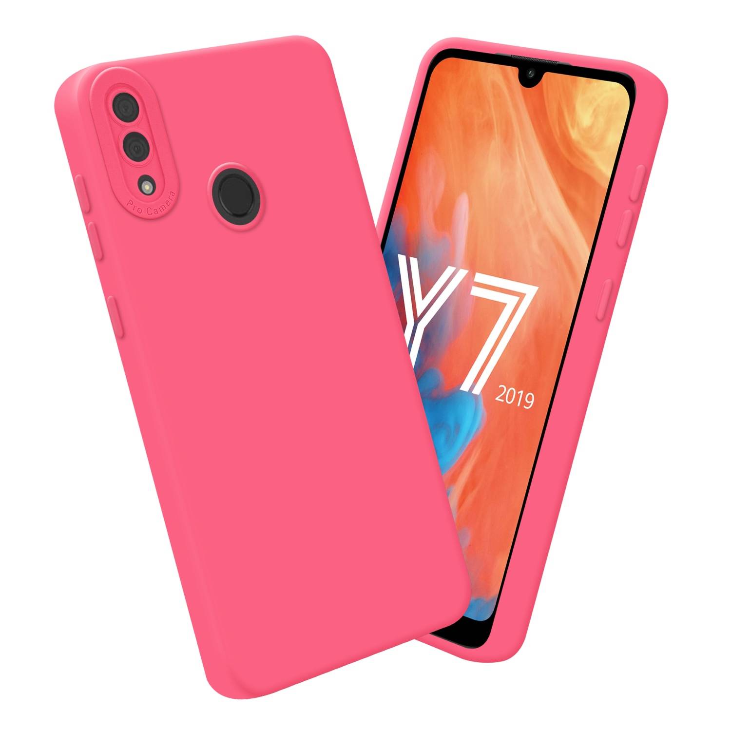 Cadorabo Hülle für Huawei Y7 2019 / Y7 PRIME 2019 Schutz Hülle in Rot TPU Silikon Etui Case Handyhülle