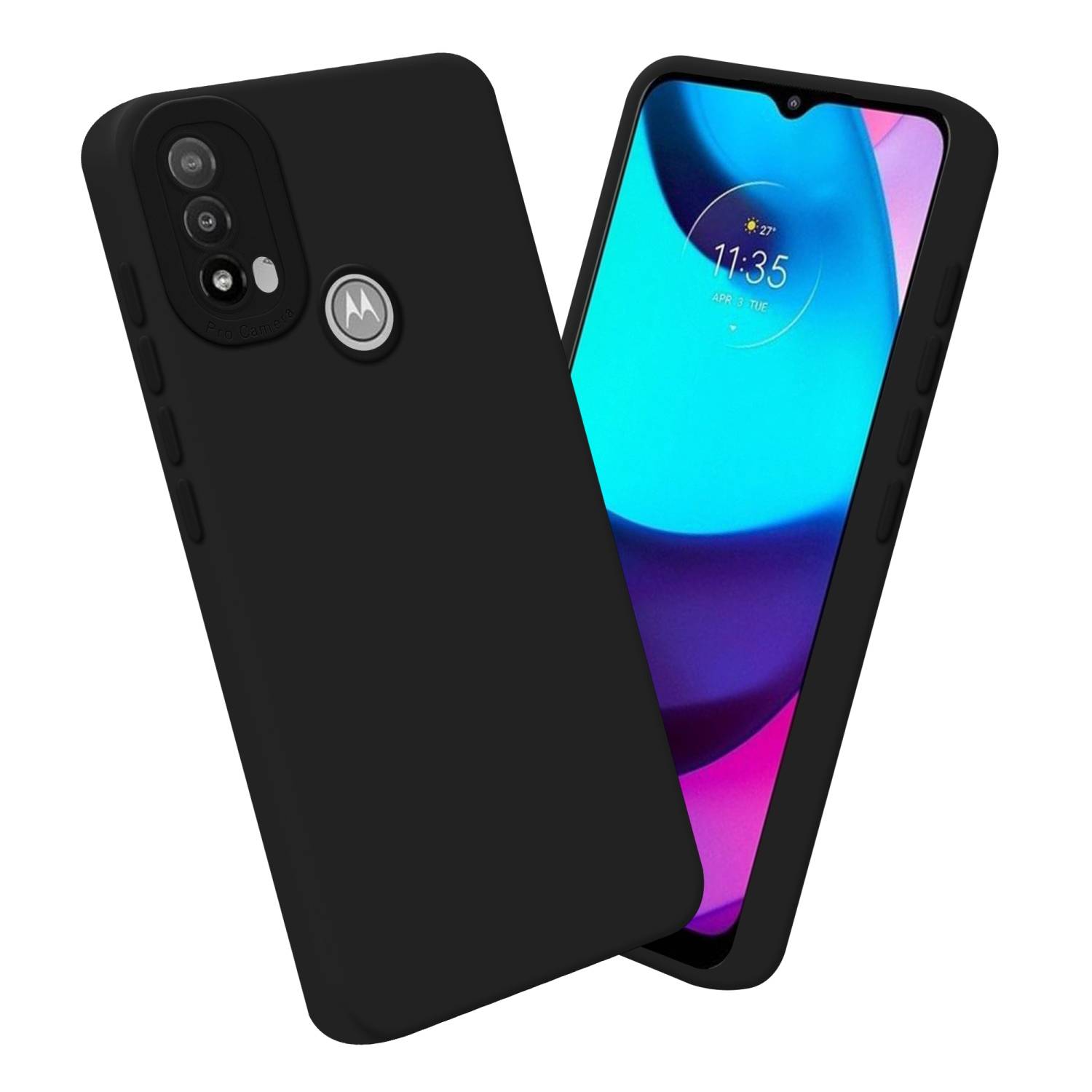 Cadorabo Hülle für Motorola MOTO E20 Schutz Hülle in Schwarz TPU Silikon Etui Case Handyhülle