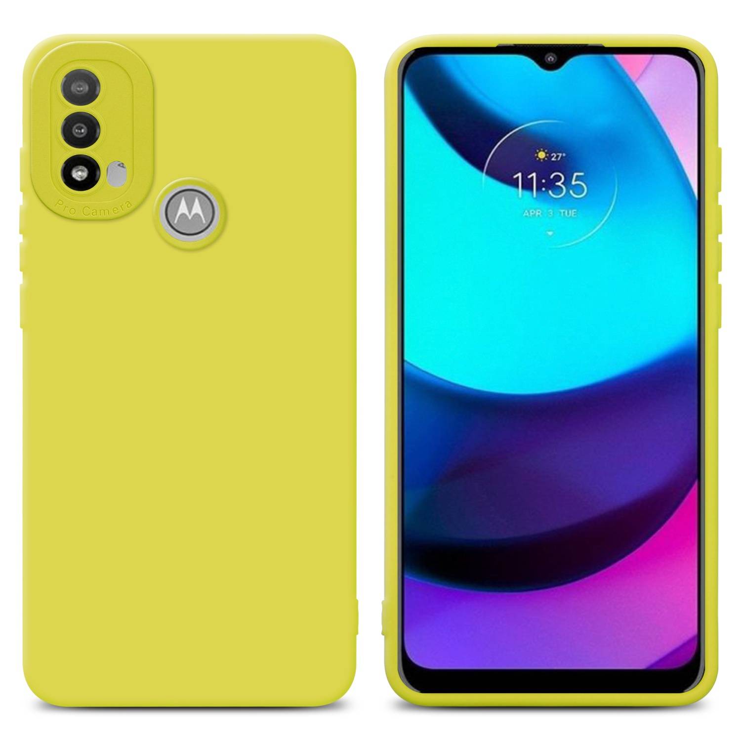 Cadorabo Hülle für Motorola MOTO E20 Schutz Hülle in Gelb TPU Silikon Etui Case Handyhülle