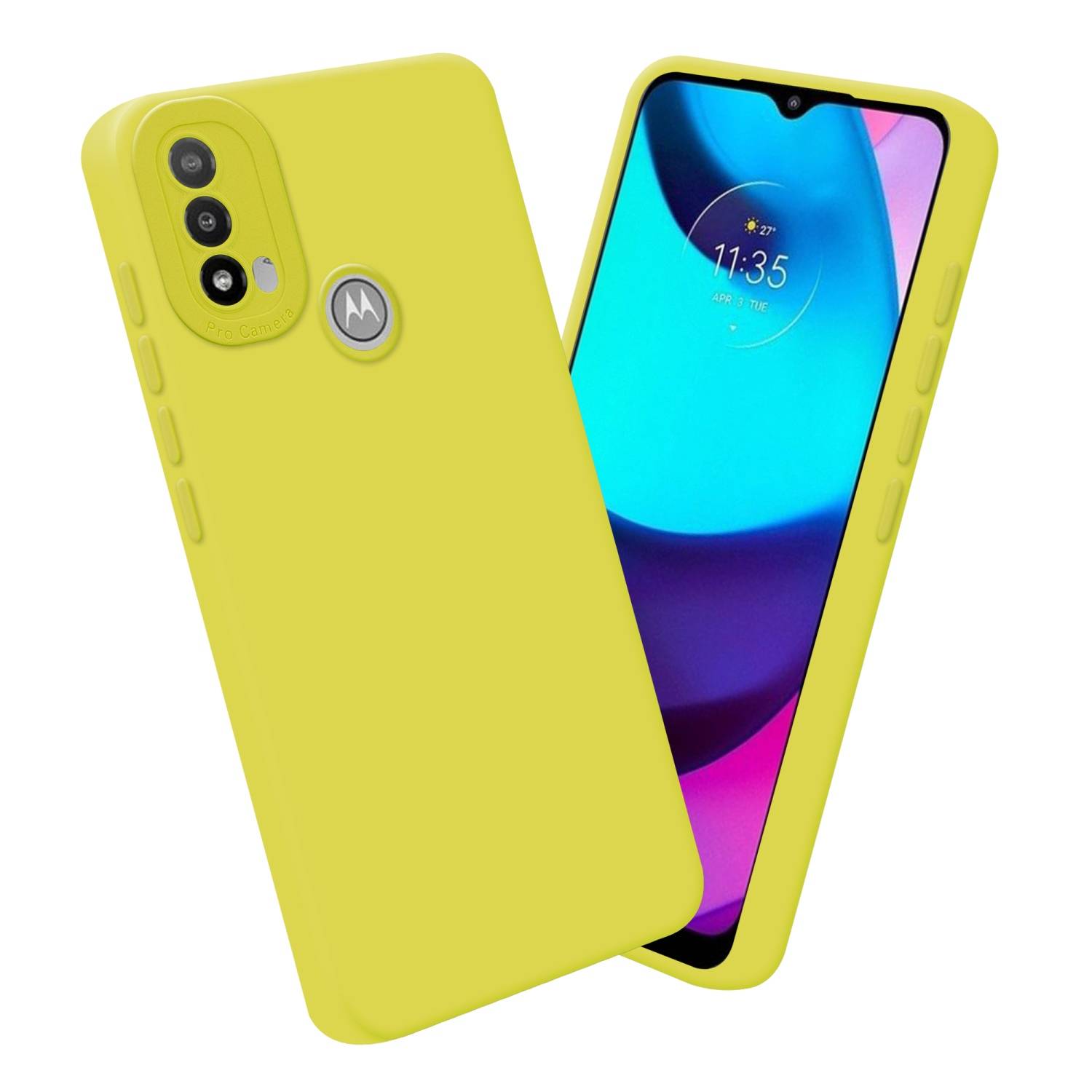 Cadorabo Hülle für Motorola MOTO E20 Schutz Hülle in Gelb TPU Silikon Etui Case Handyhülle