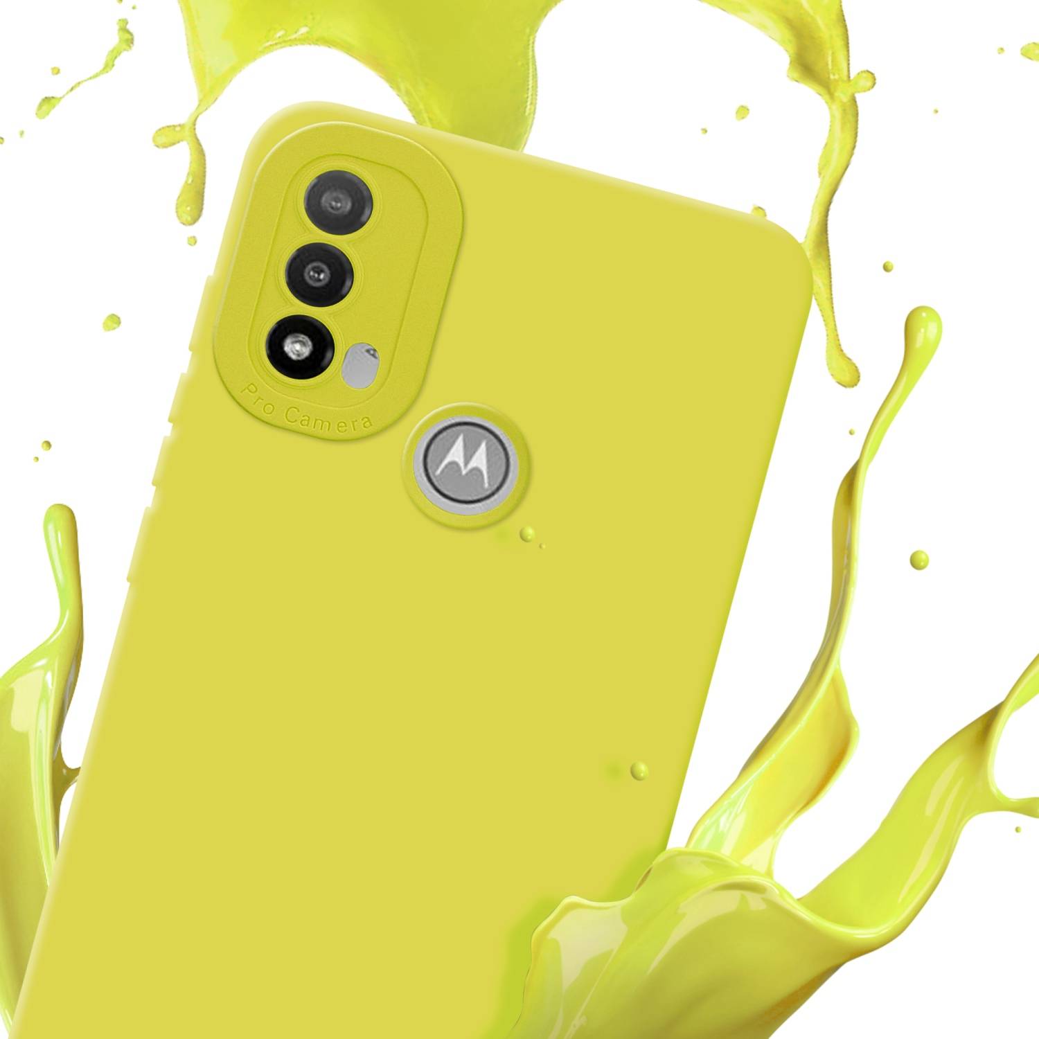 Cadorabo Hülle für Motorola MOTO E20 Schutz Hülle in Gelb TPU Silikon Etui Case Handyhülle