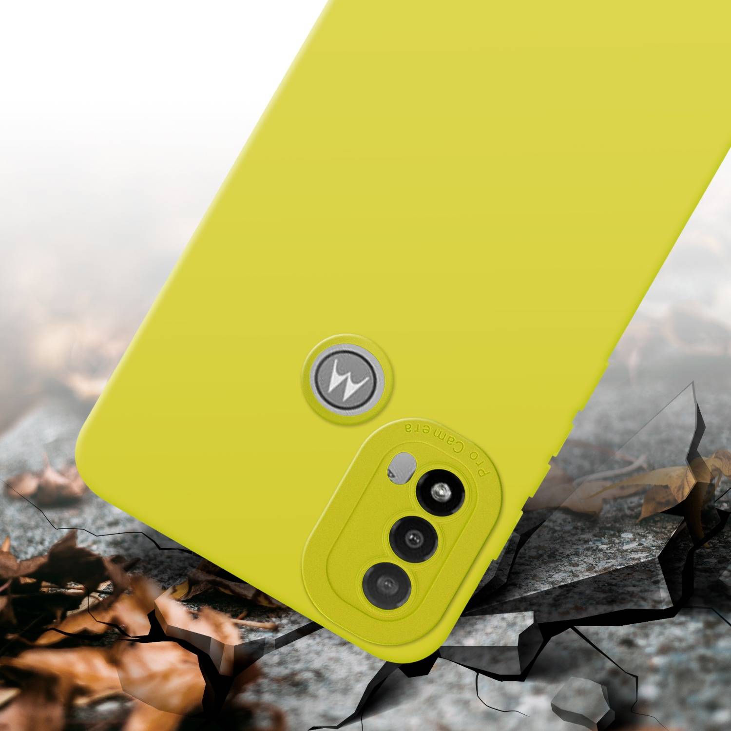 Cadorabo Hülle für Motorola MOTO E20 Schutz Hülle in Gelb TPU Silikon Etui Case Handyhülle