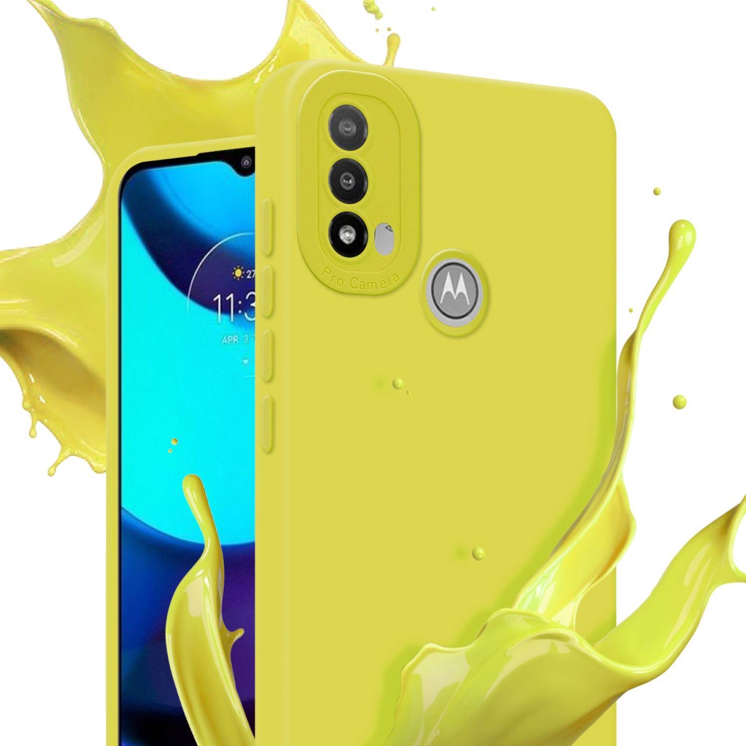 Cadorabo Hülle für Motorola MOTO E20 Schutz Hülle in Gelb TPU Silikon Etui Case Handyhülle