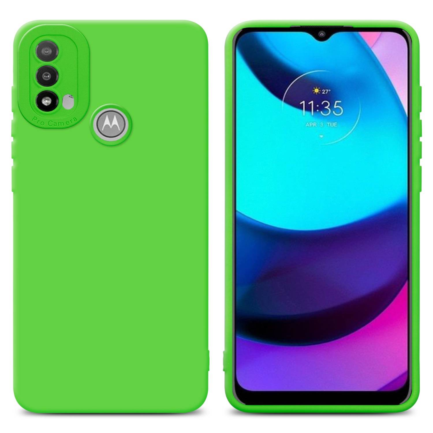 Cadorabo Hülle für Motorola MOTO E20 Schutz Hülle in Grün TPU Silikon Etui Case Handyhülle