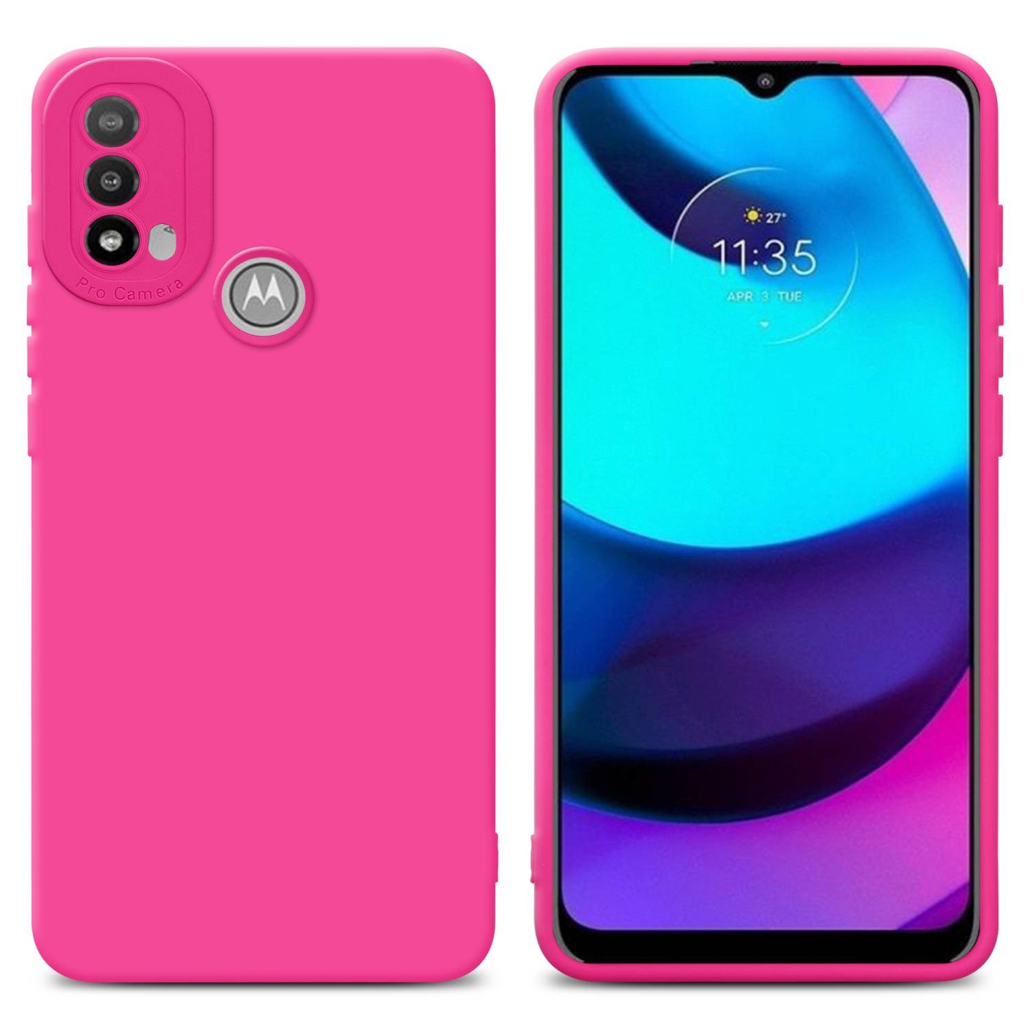 Cadorabo Hülle für Motorola MOTO E20 Schutz Hülle in Pink TPU Silikon Etui Case Handyhülle