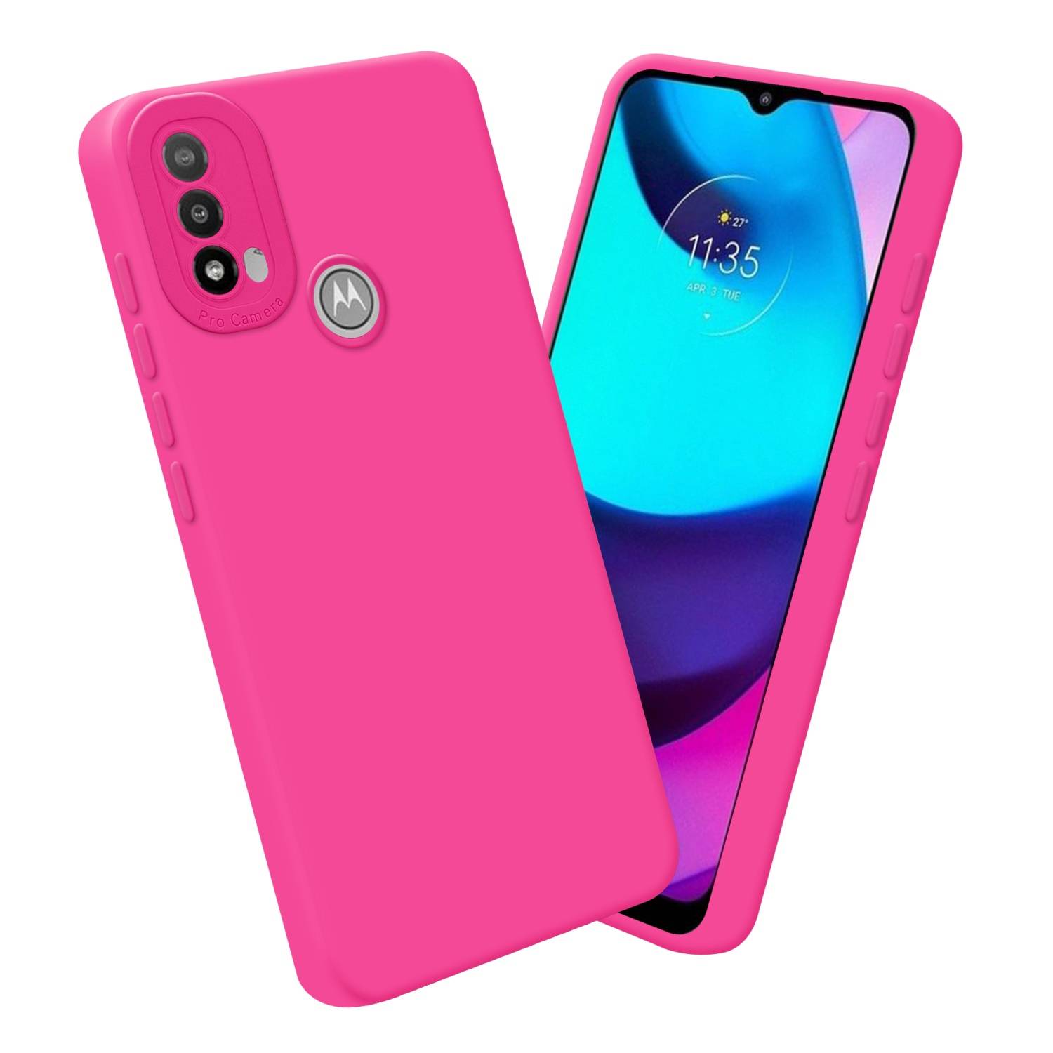 Cadorabo Hülle für Motorola MOTO E20 Schutz Hülle in Pink TPU Silikon Etui Case Handyhülle