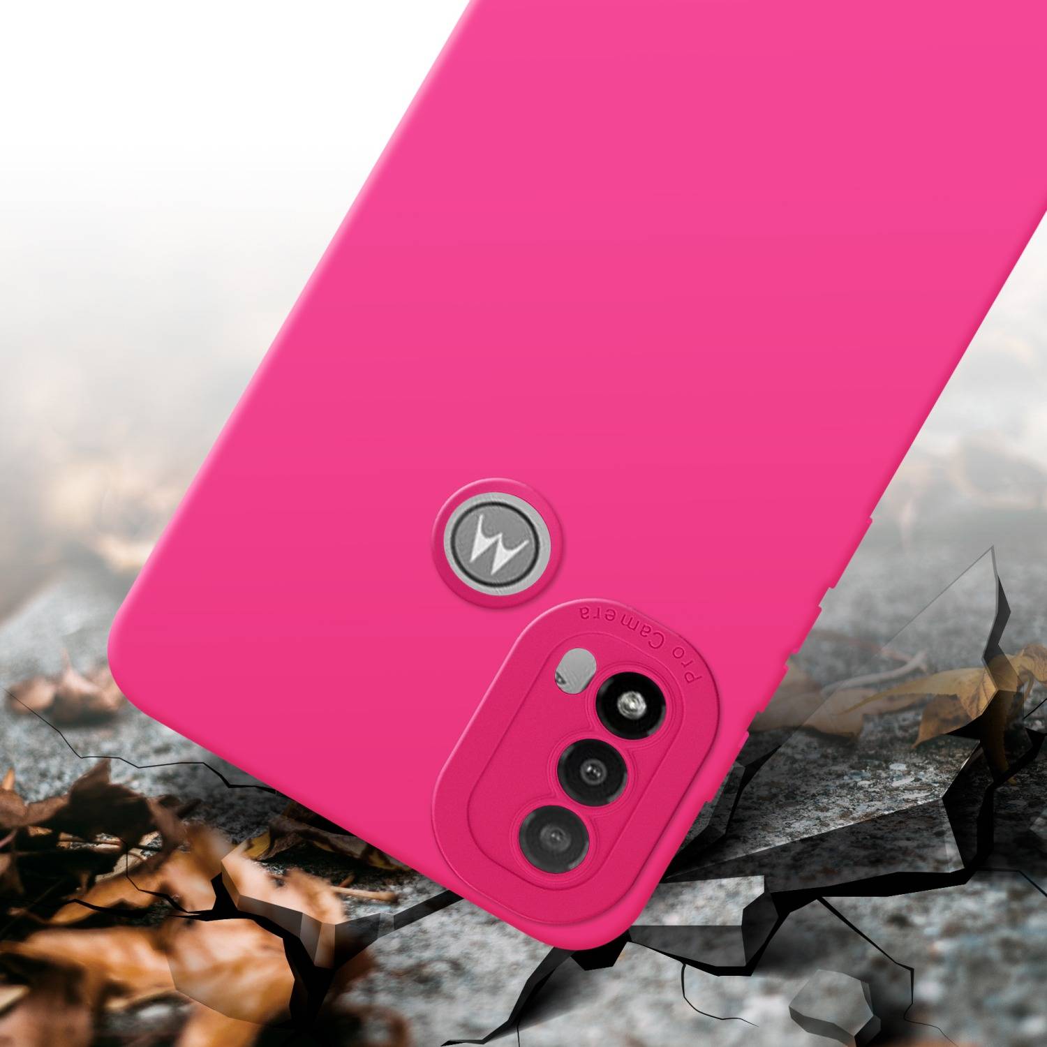 Cadorabo Hülle für Motorola MOTO E20 Schutz Hülle in Pink TPU Silikon Etui Case Handyhülle