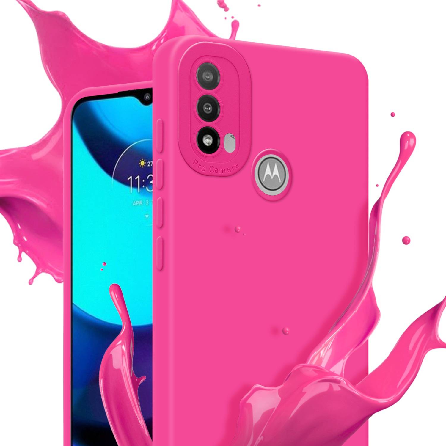 Cadorabo Hülle für Motorola MOTO E20 Schutz Hülle in Pink TPU Silikon Etui Case Handyhülle