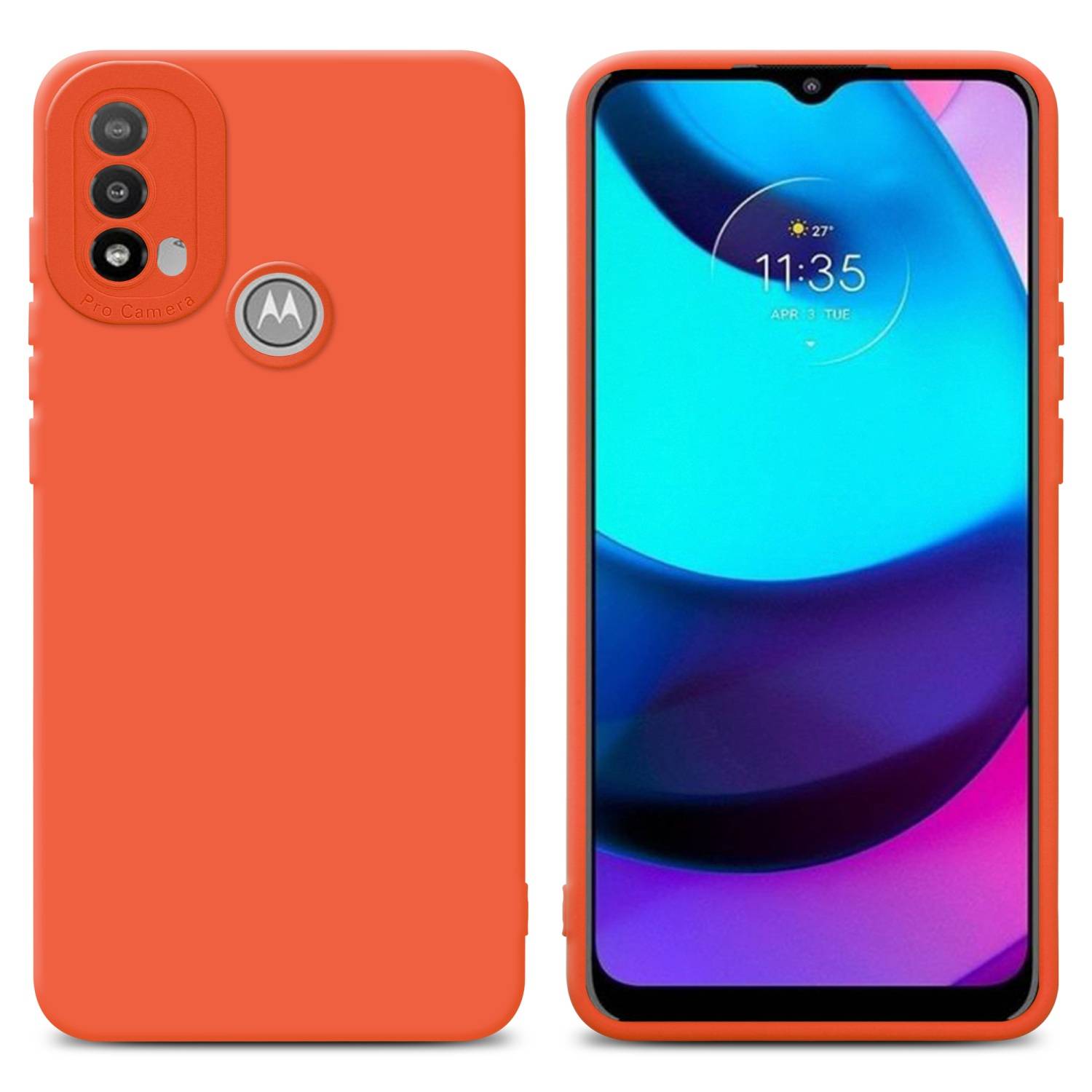 Cadorabo Hülle für Motorola MOTO E20 Schutz Hülle in Orange TPU Silikon Etui Case Handyhülle
