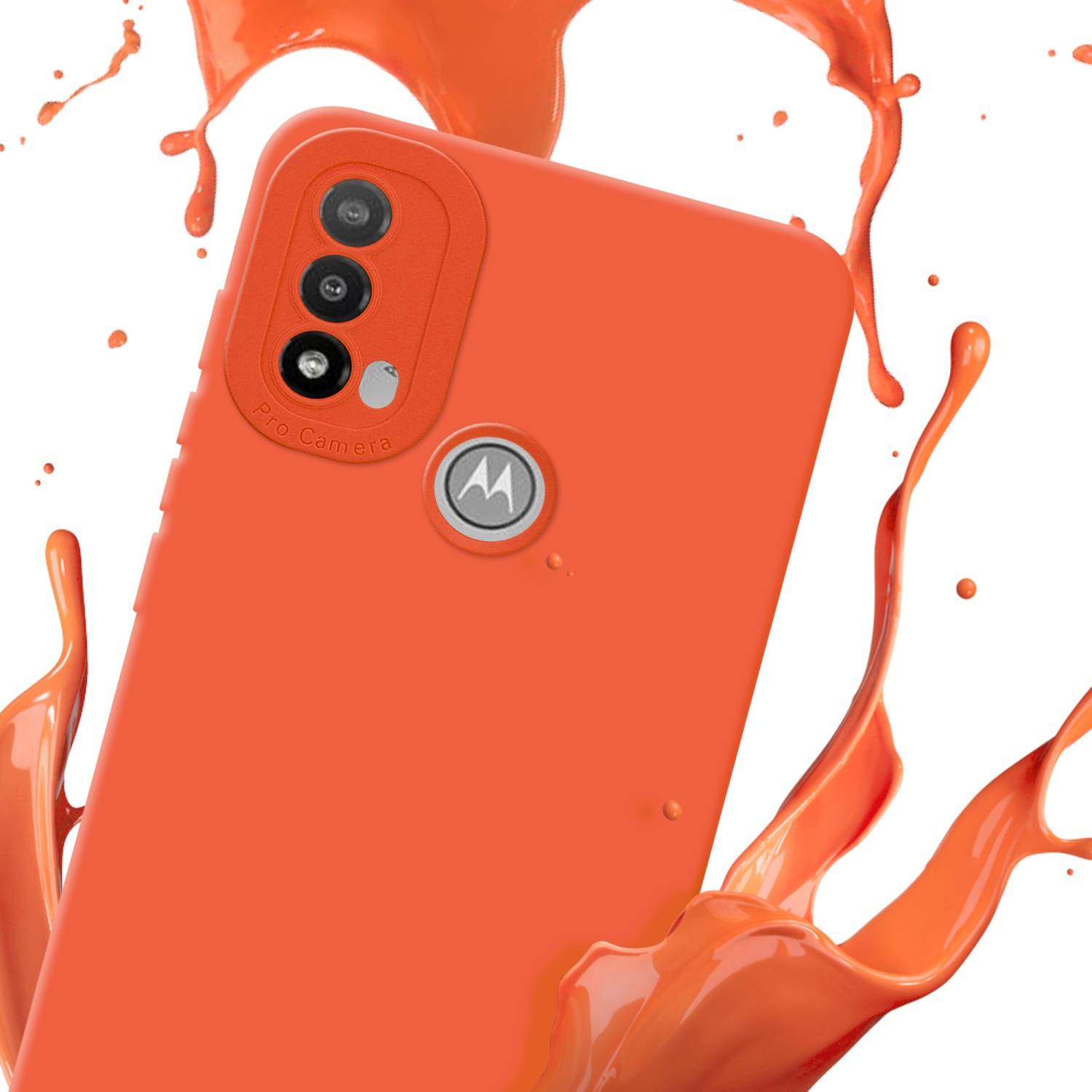 Cadorabo Hülle für Motorola MOTO E20 Schutz Hülle in Orange TPU Silikon Etui Case Handyhülle
