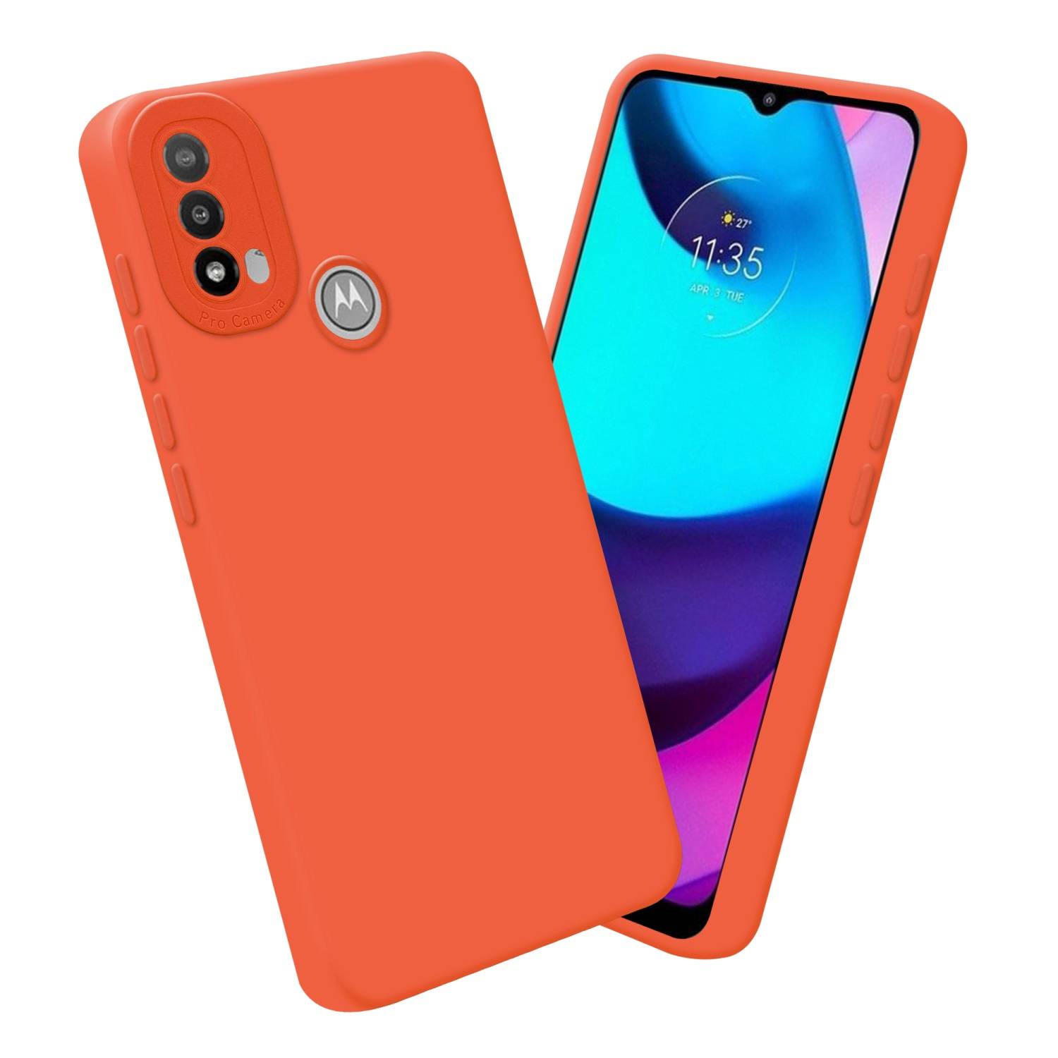 Cadorabo Hülle für Motorola MOTO E20 Schutz Hülle in Orange TPU Silikon Etui Case Handyhülle