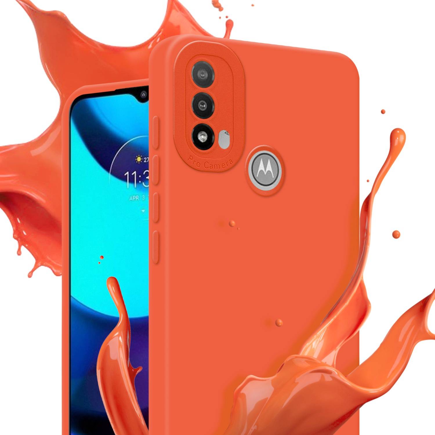 Cadorabo Hülle für Motorola MOTO E20 Schutz Hülle in Orange TPU Silikon Etui Case Handyhülle
