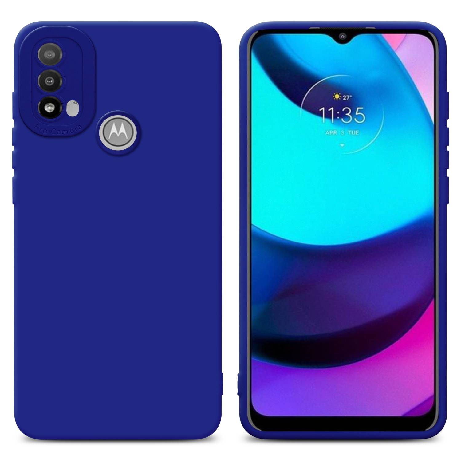 Cadorabo Hülle für Motorola MOTO E20 Schutz Hülle in Blau TPU Silikon Etui Case Handyhülle