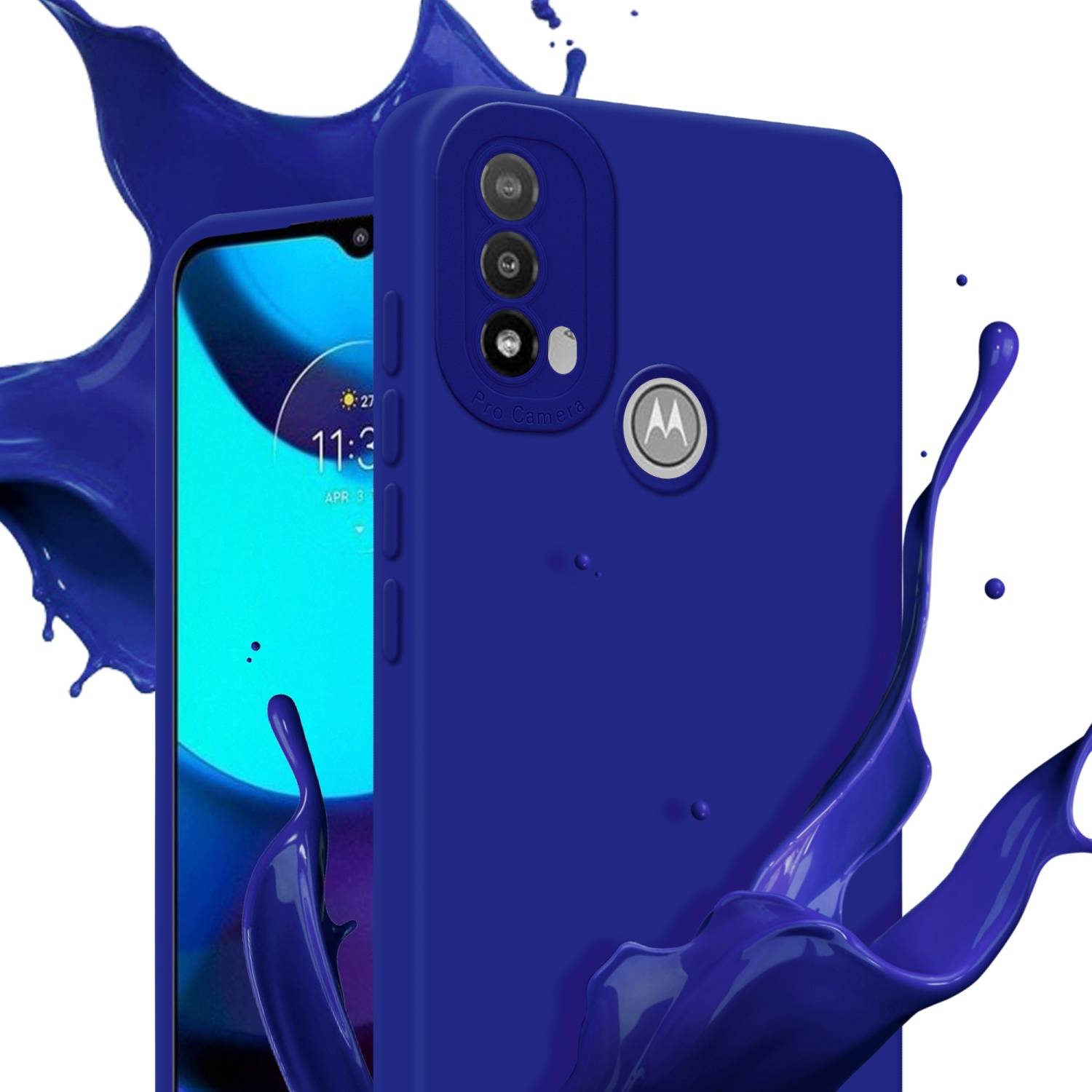 Cadorabo Hülle für Motorola MOTO E20 Schutz Hülle in Blau TPU Silikon Etui Case Handyhülle