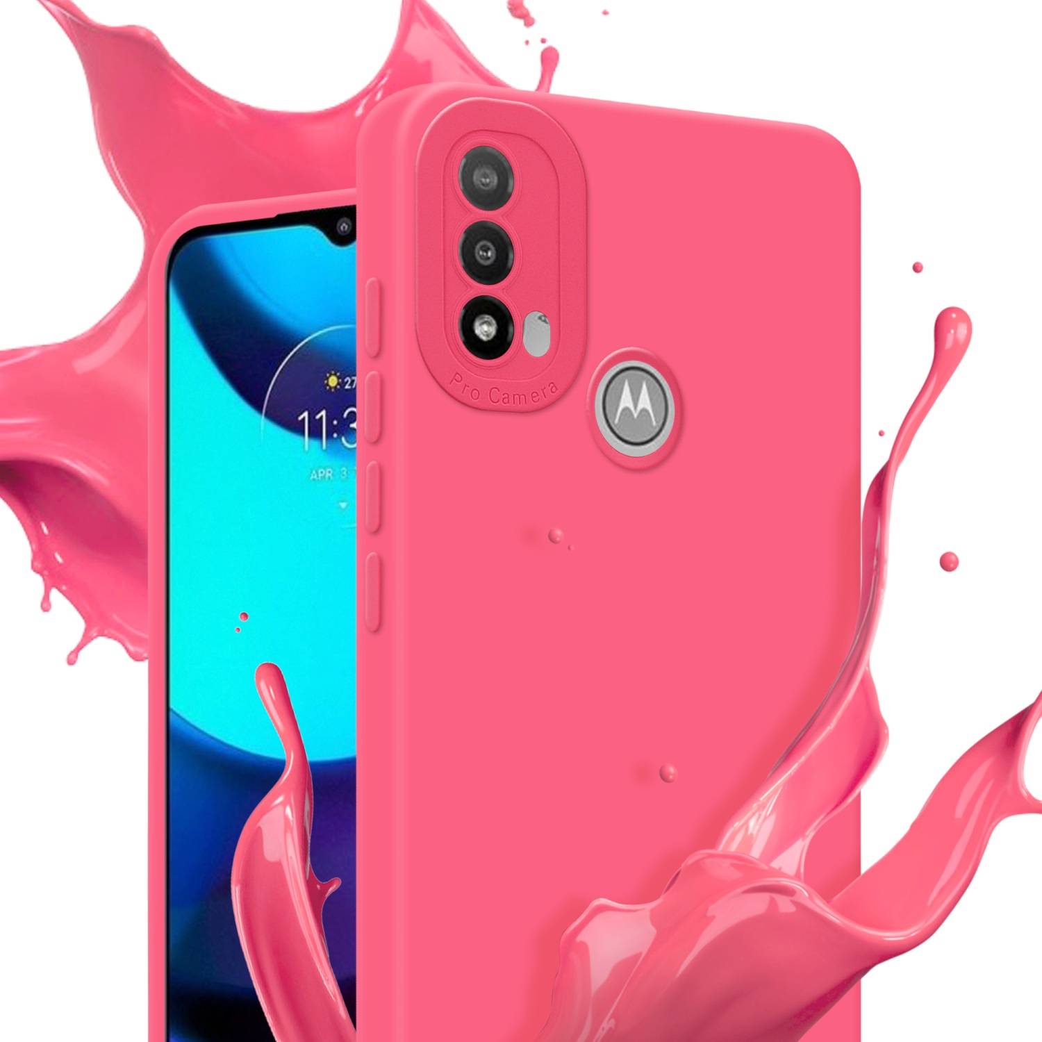 Cadorabo Hülle für Motorola MOTO E20 Schutz Hülle in Rot TPU Silikon Etui Case Handyhülle