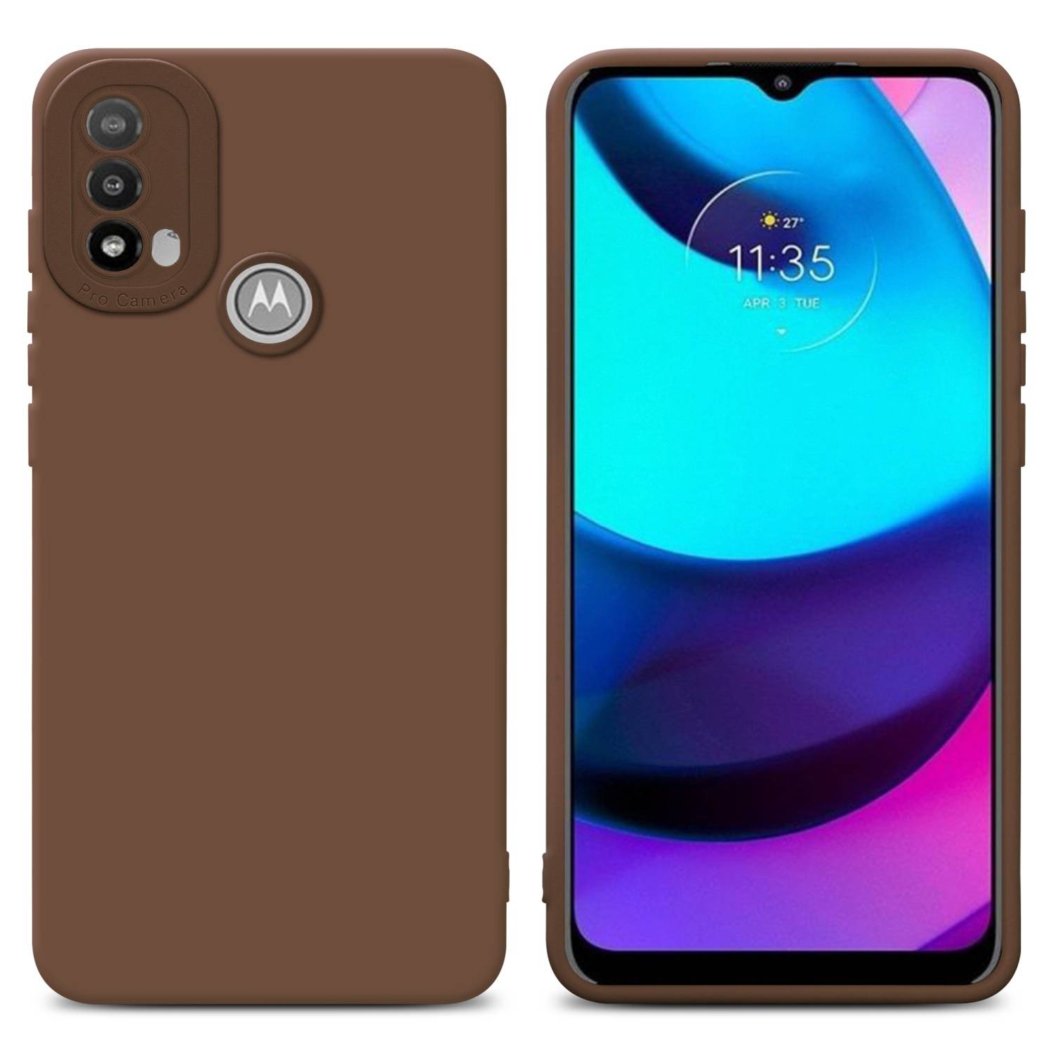 Cadorabo Hülle für Motorola MOTO E20 Schutz Hülle in Braun TPU Silikon Etui Case Handyhülle