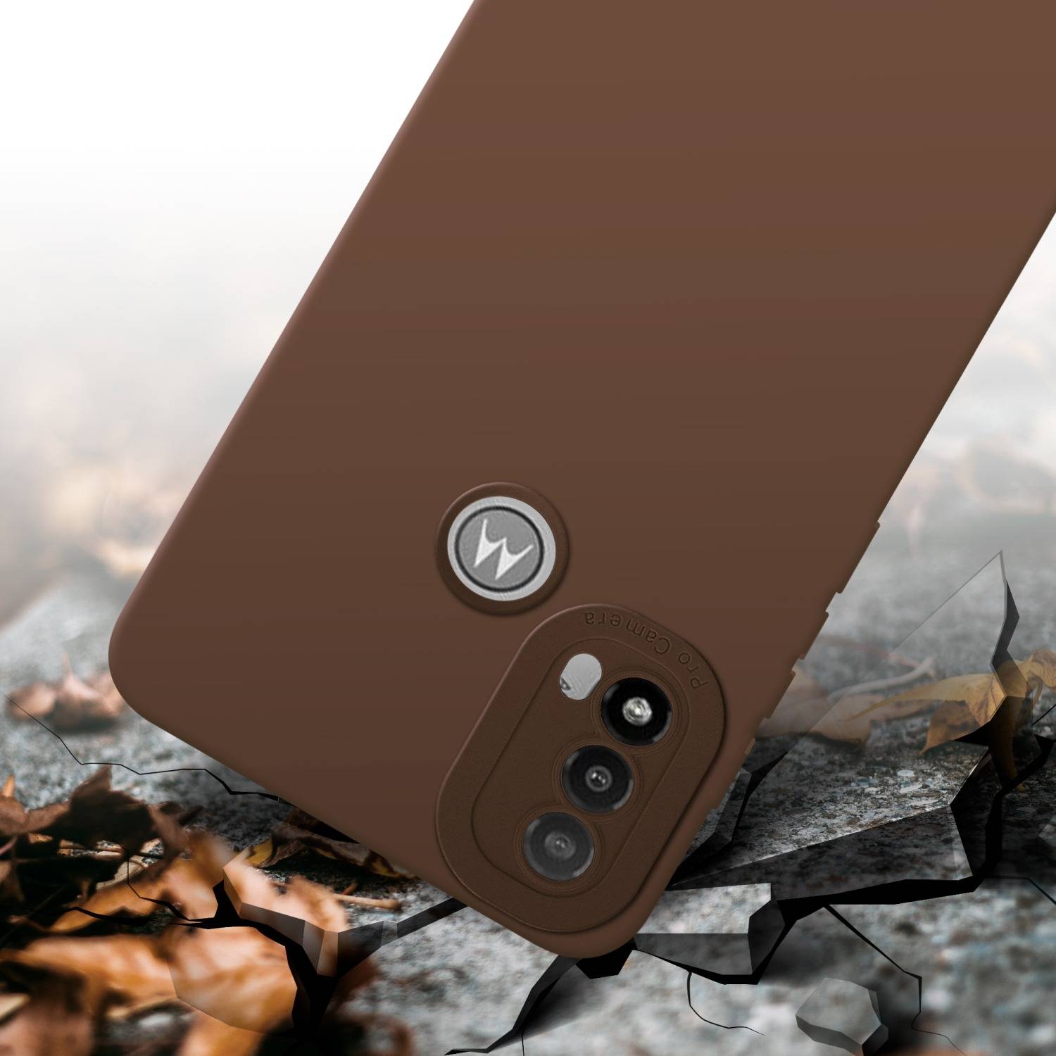 Cadorabo Hülle für Motorola MOTO E20 Schutz Hülle in Braun TPU Silikon Etui Case Handyhülle