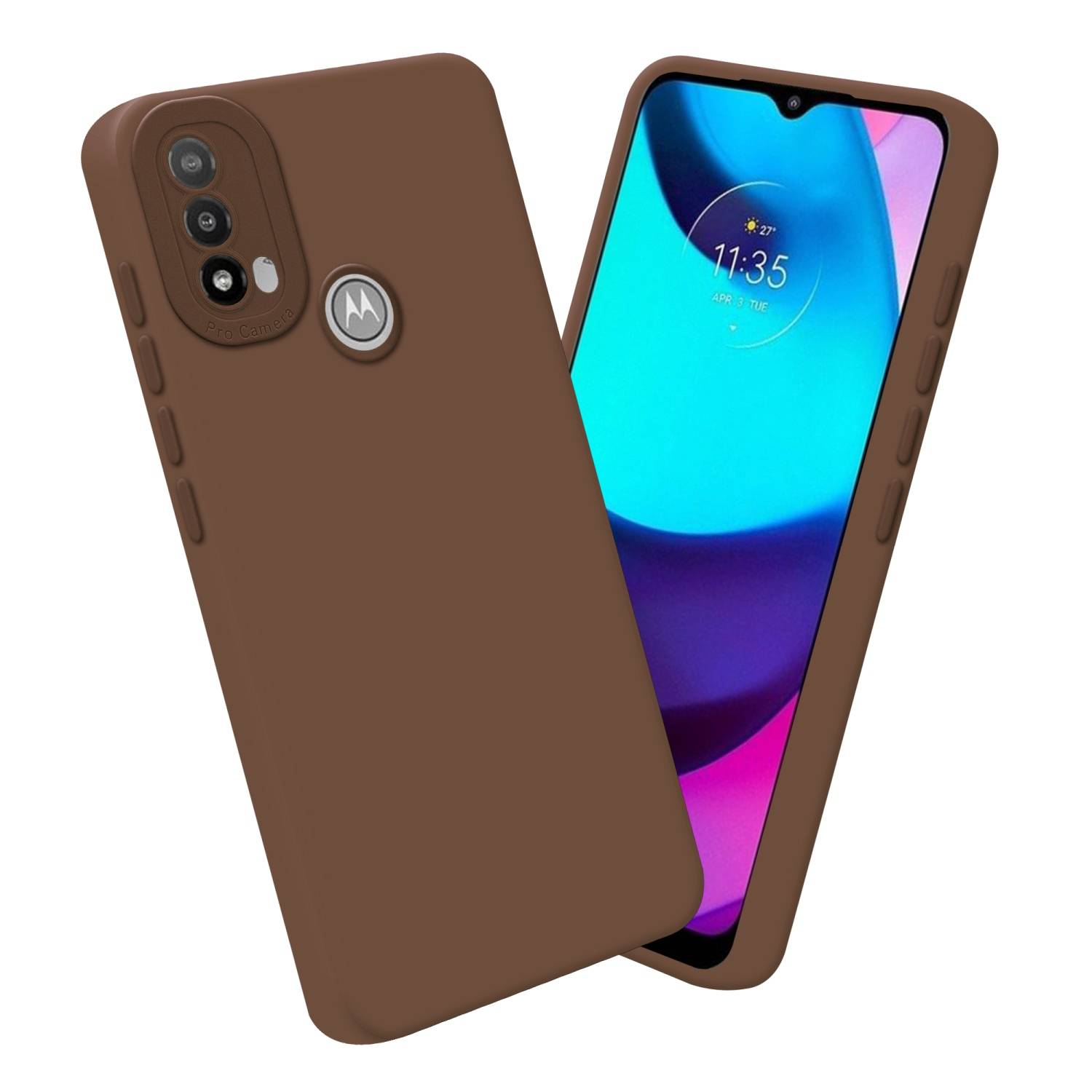 Cadorabo Hülle für Motorola MOTO E20 Schutz Hülle in Braun TPU Silikon Etui Case Handyhülle