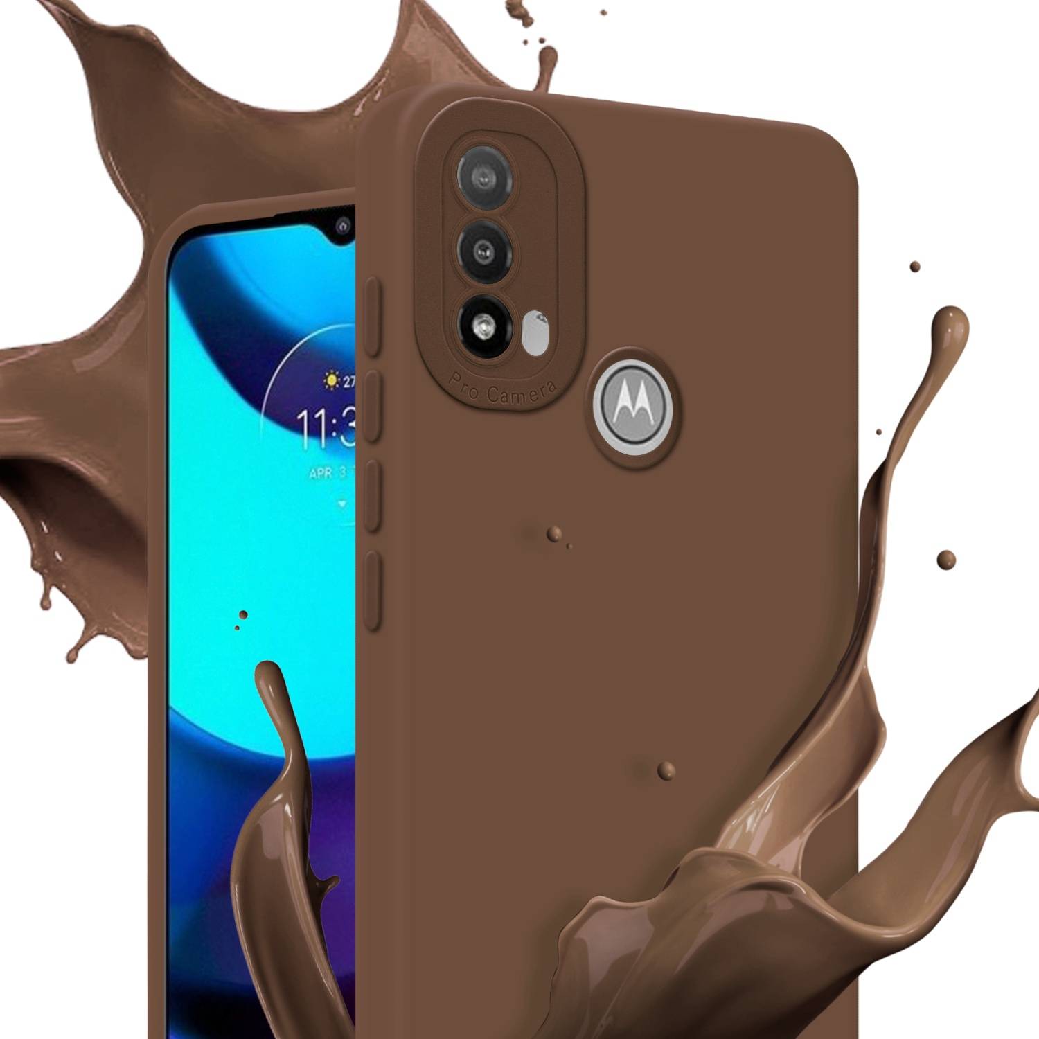 Cadorabo Hülle für Motorola MOTO E20 Schutz Hülle in Braun TPU Silikon Etui Case Handyhülle