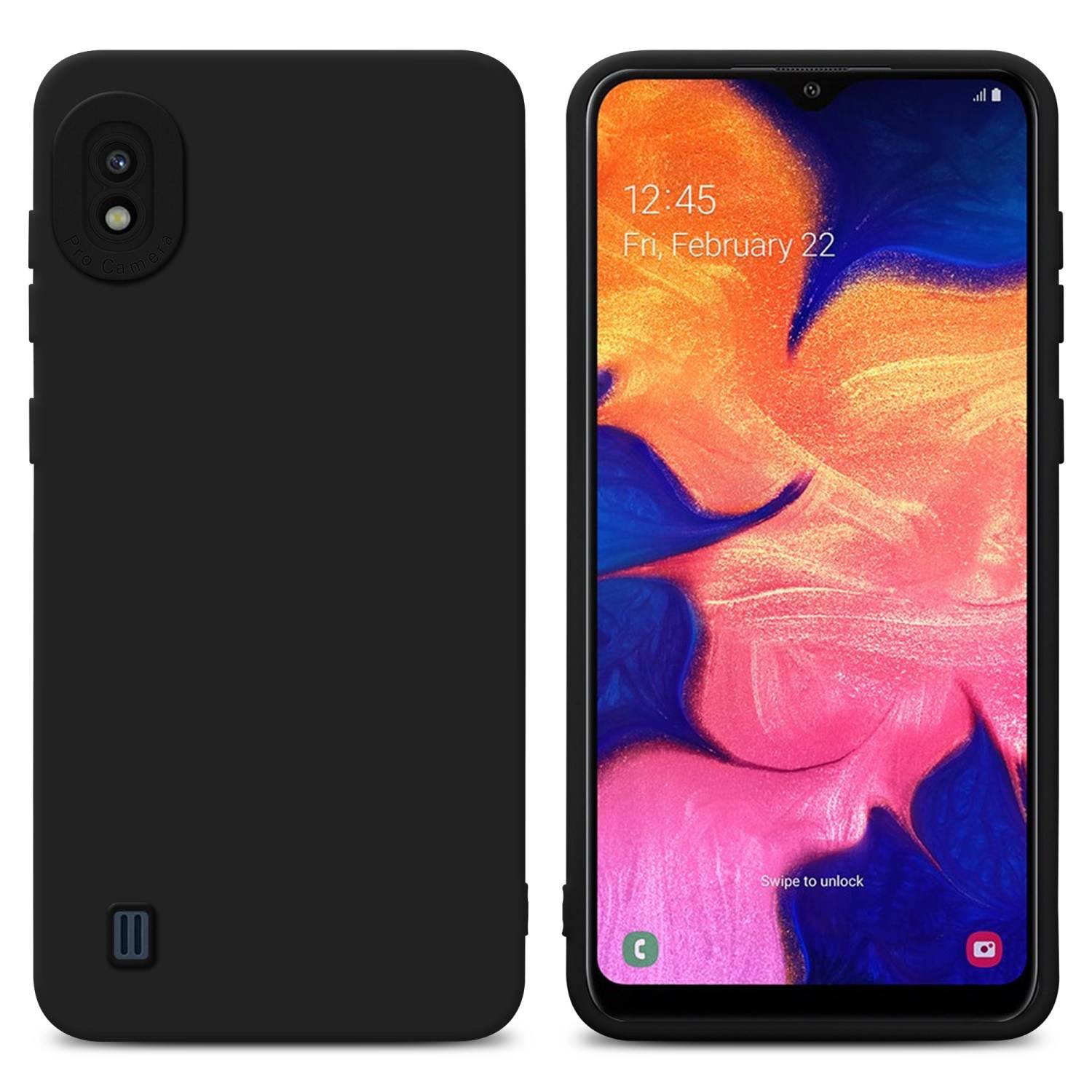 Cadorabo Hülle für Samsung Galaxy A10 Schutz Hülle in Schwarz TPU Silikon Etui Case Handyhülle