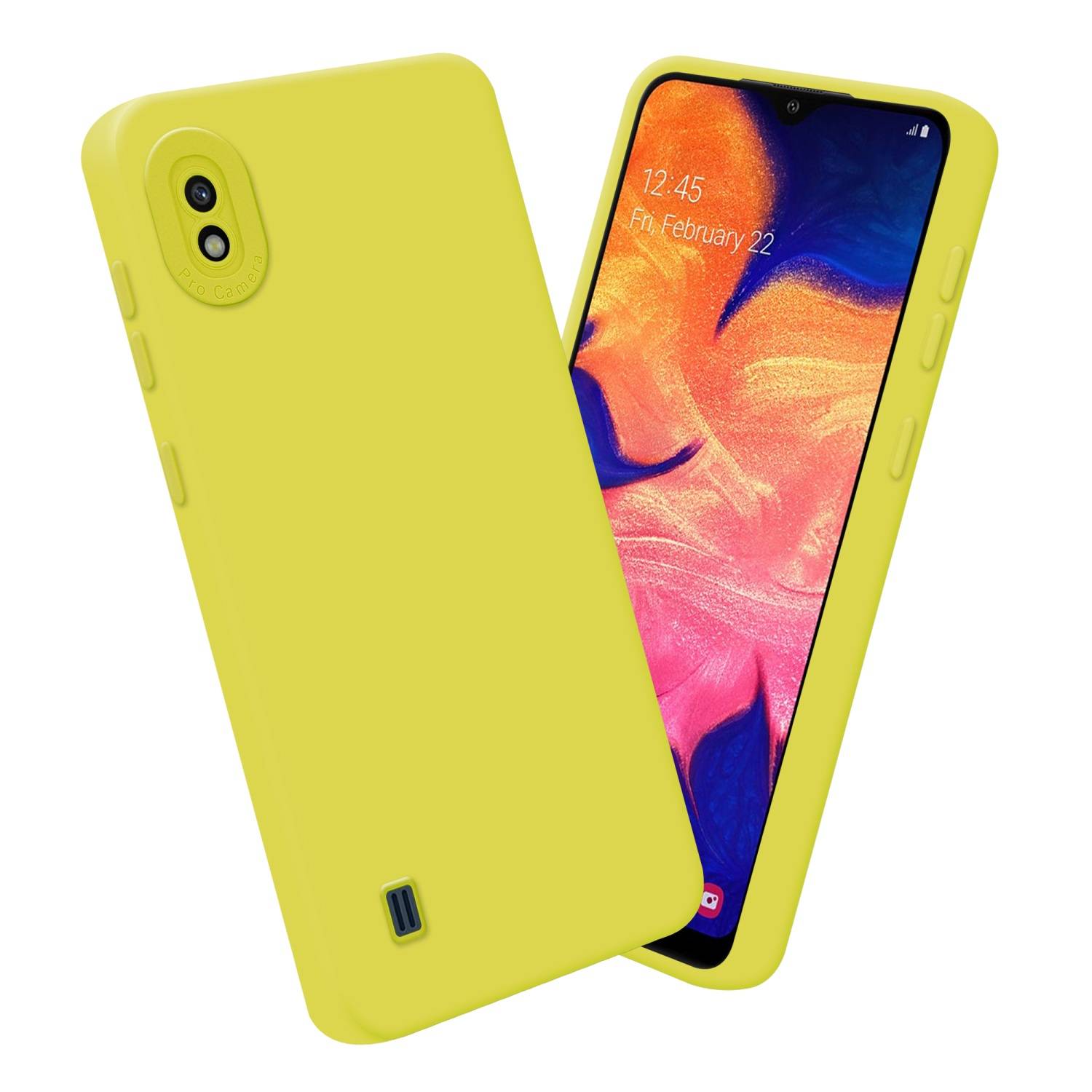 Cadorabo Hülle für Samsung Galaxy A10 Schutz Hülle in Gelb TPU Silikon Etui Case Handyhülle