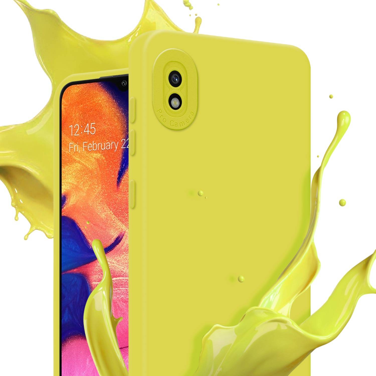 Cadorabo Hülle für Samsung Galaxy A10 Schutz Hülle in Gelb TPU Silikon Etui Case Handyhülle