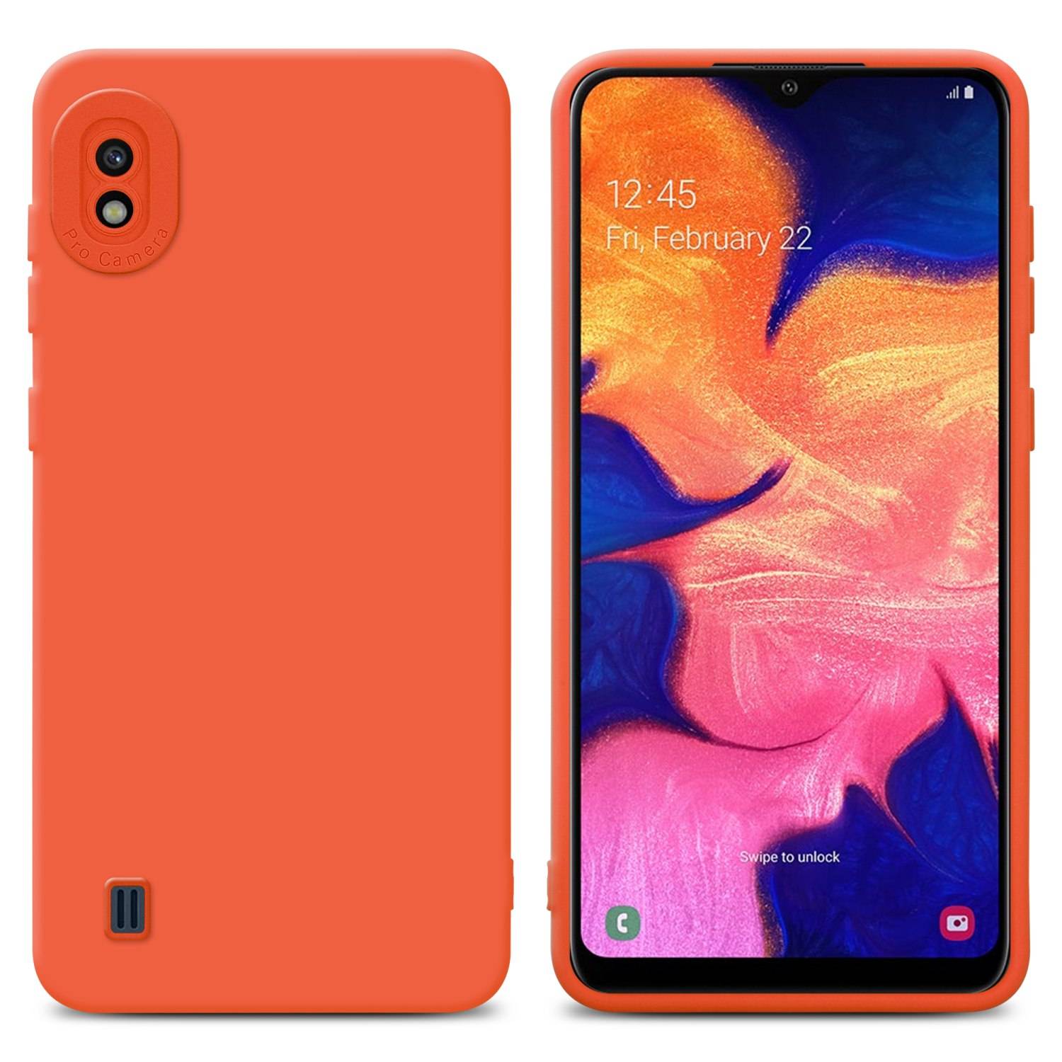Cadorabo Hülle für Samsung Galaxy A10 Schutz Hülle in Orange TPU Silikon Etui Case Handyhülle