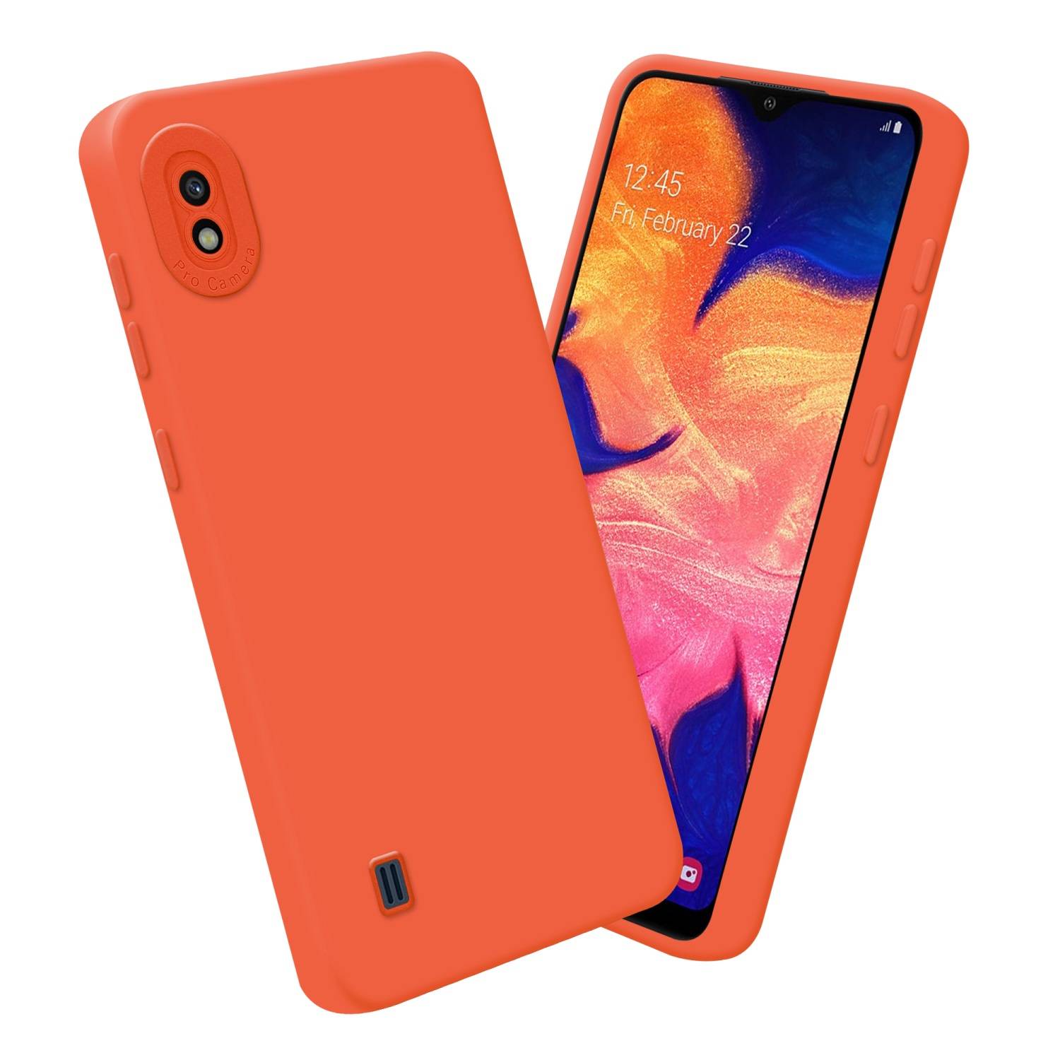 Cadorabo Hülle für Samsung Galaxy A10 Schutz Hülle in Orange TPU Silikon Etui Case Handyhülle