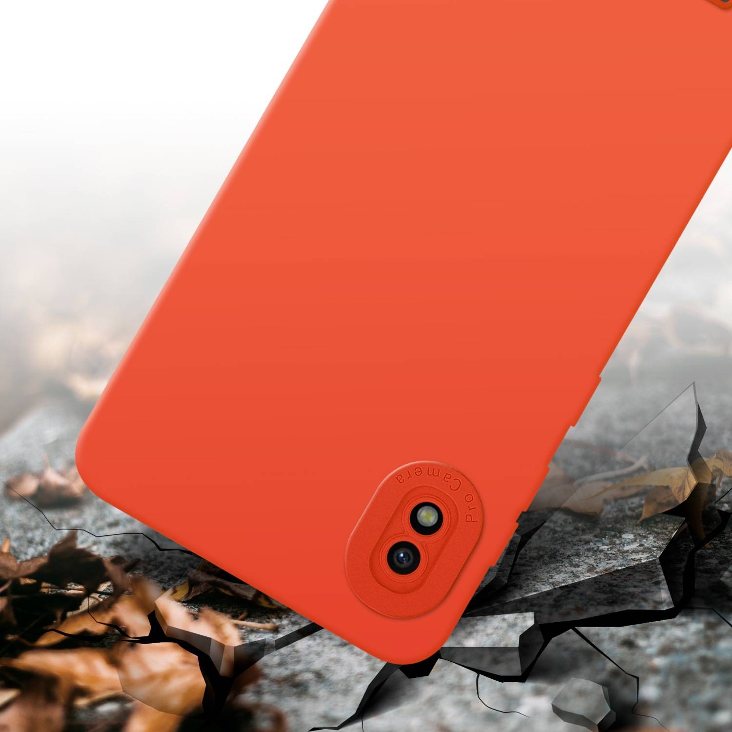 Cadorabo Hülle für Samsung Galaxy A10 Schutz Hülle in Orange TPU Silikon Etui Case Handyhülle