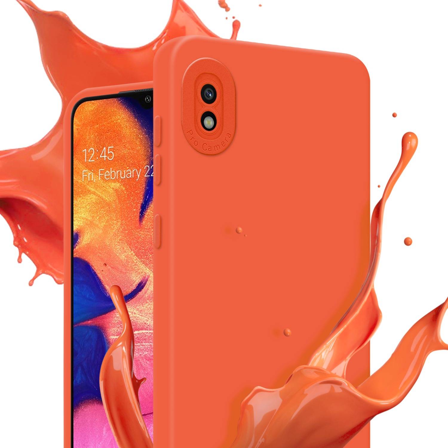 Cadorabo Hülle für Samsung Galaxy A10 Schutz Hülle in Orange TPU Silikon Etui Case Handyhülle