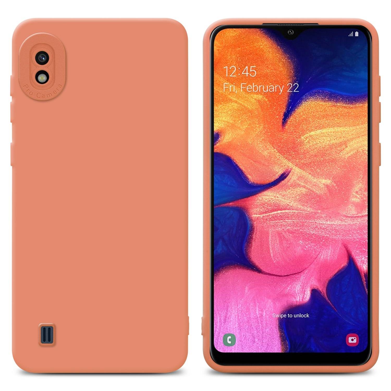 Cadorabo Hülle für Samsung Galaxy A10 Schutz Hülle in Orange TPU Silikon Etui Case Handyhülle