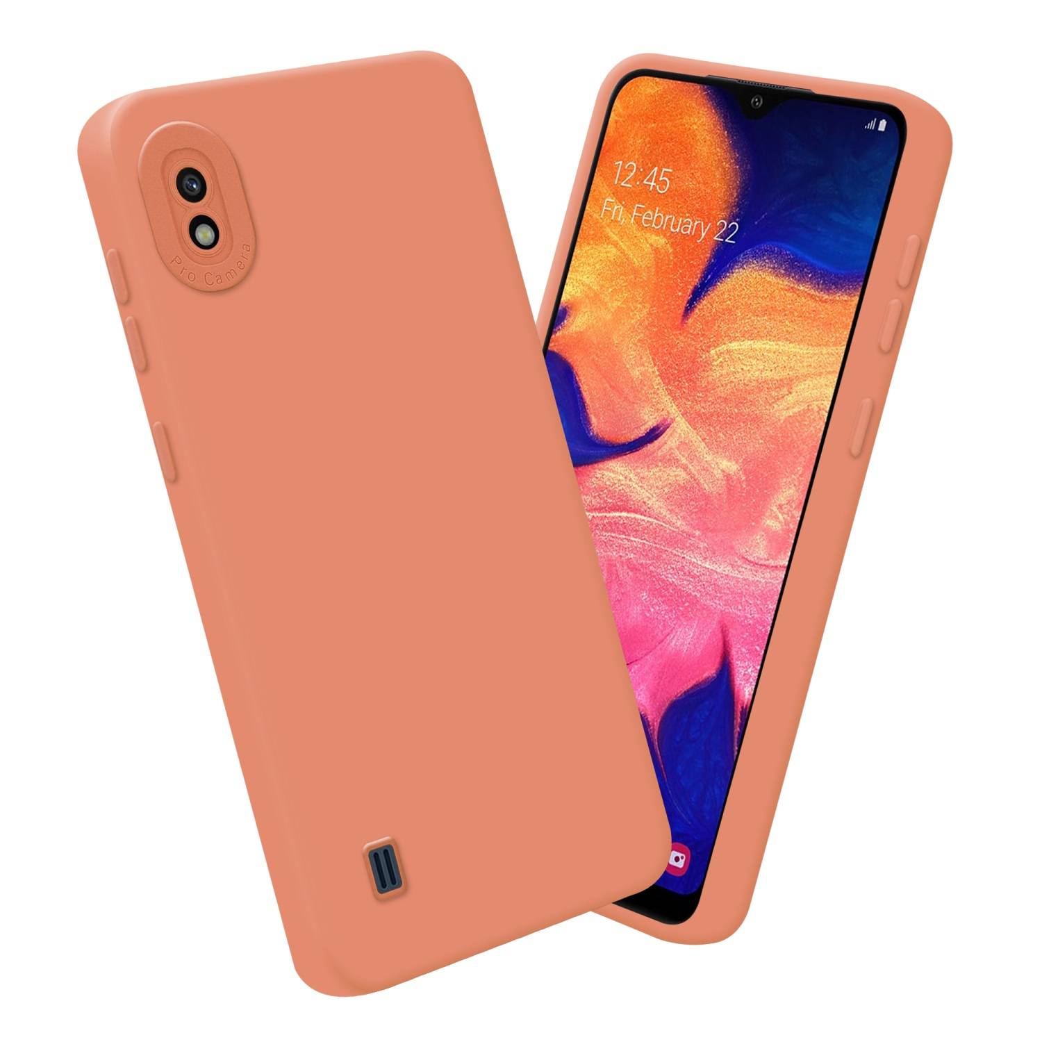Cadorabo Hülle für Samsung Galaxy A10 Schutz Hülle in Orange TPU Silikon Etui Case Handyhülle