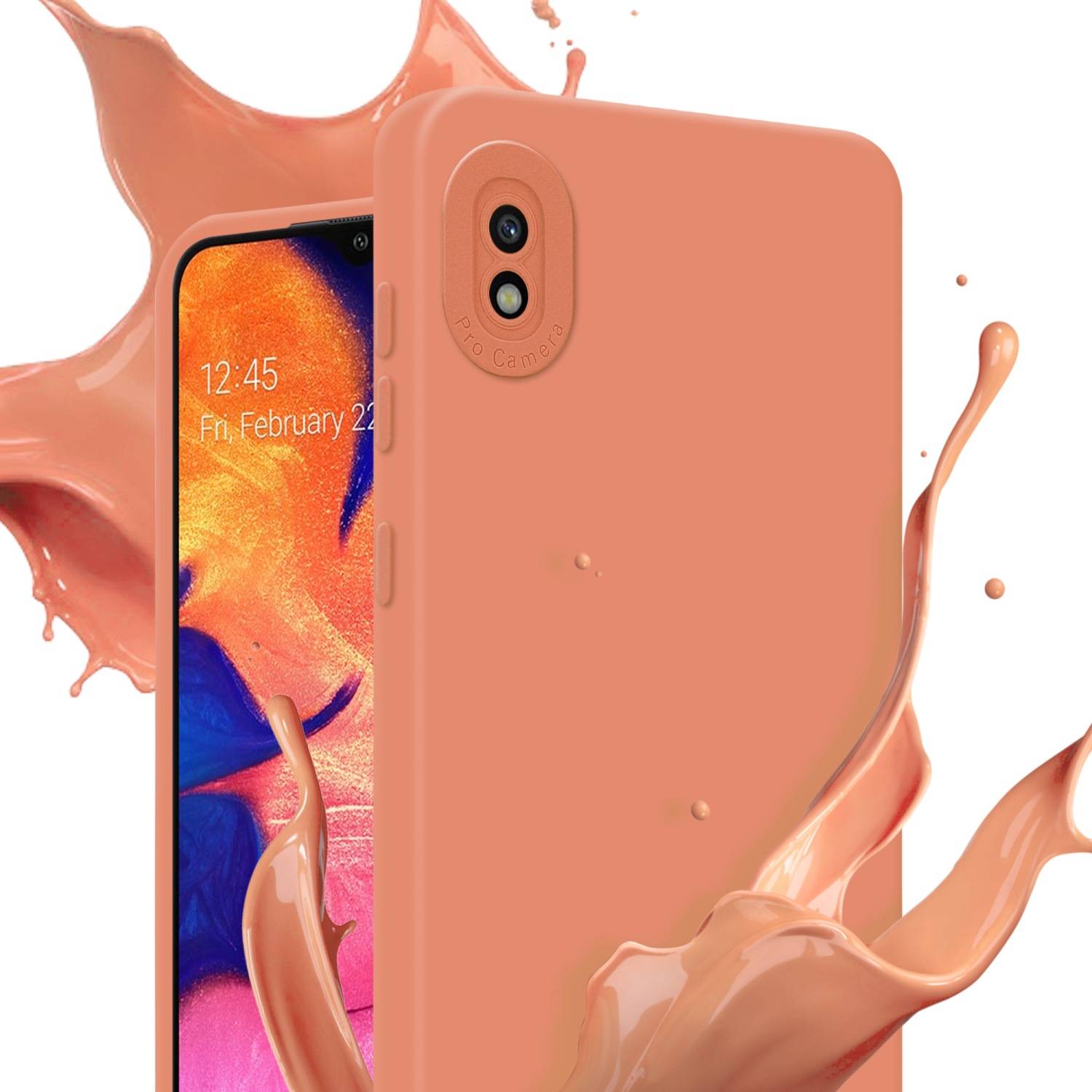 Cadorabo Hülle für Samsung Galaxy A10 Schutz Hülle in Orange TPU Silikon Etui Case Handyhülle